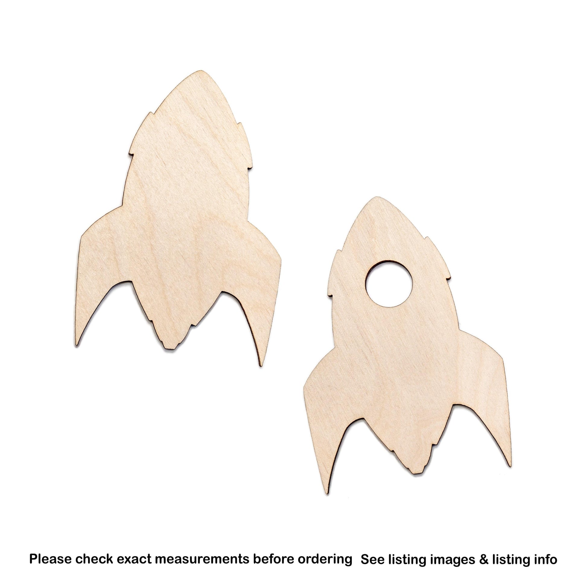 Rocket Ship Blank Wood Cutout - Laser Cut Unfinished Craft Shape - Multiple Sizes