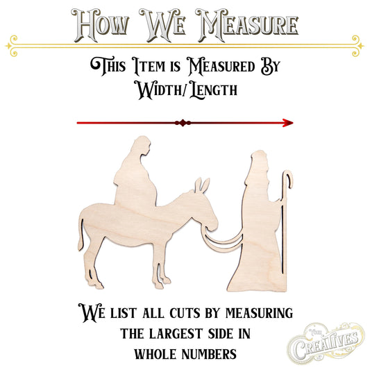 Joseph Leading Mary Blank Wood Cutout - Laser Cut Unfinished Craft Shape - Multiple Sizes