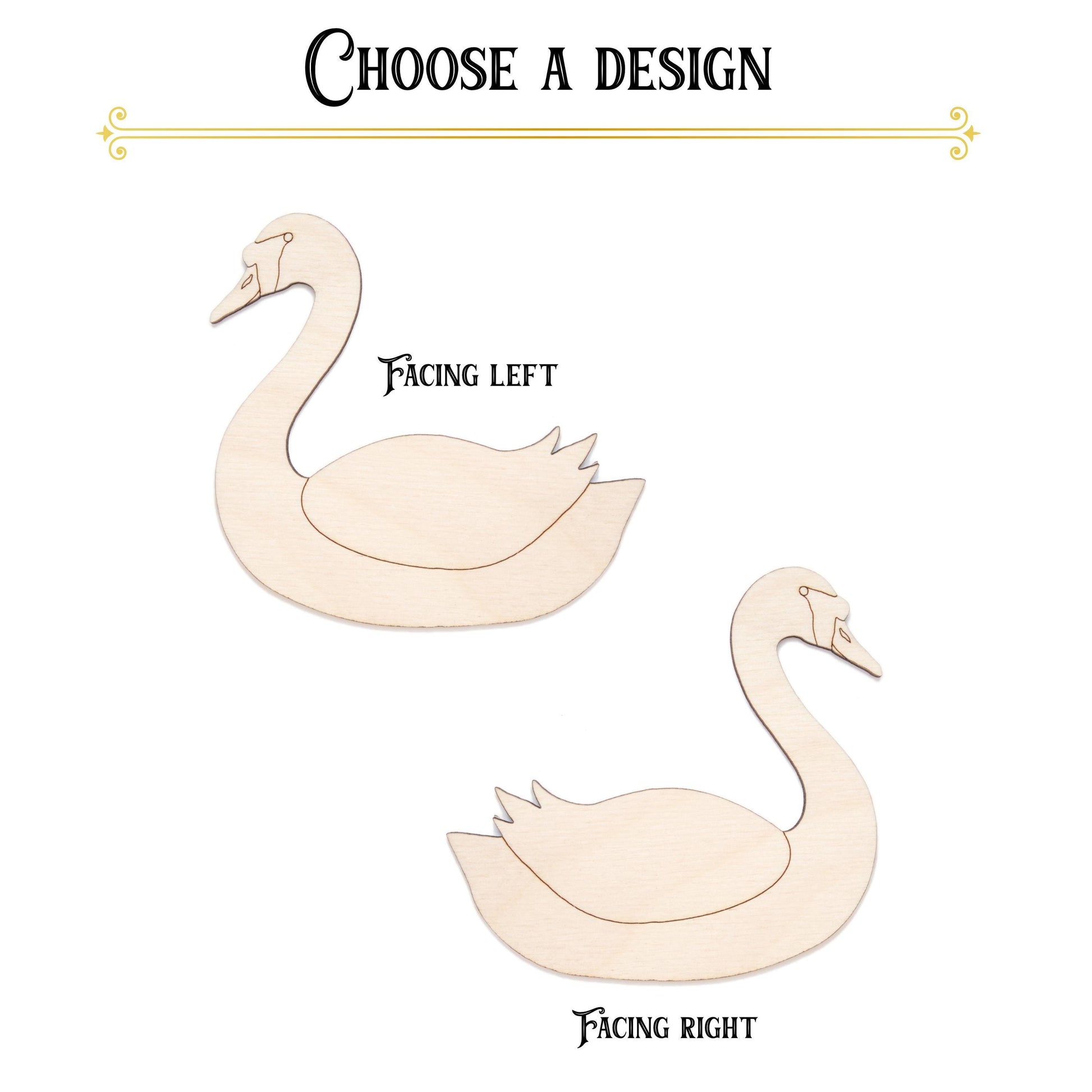 Swan Wood Cutout - Laser Cut Unfinished Craft Shape - Multiple Sizes