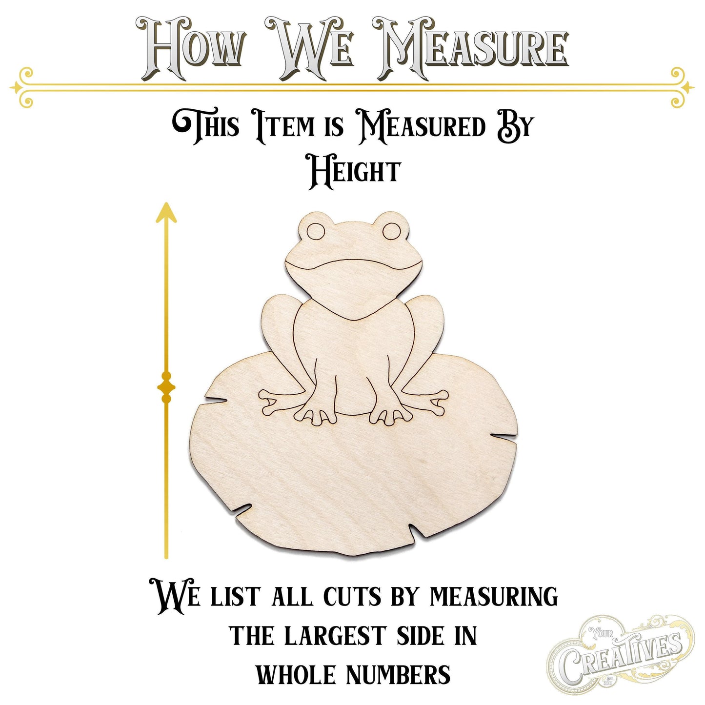 Frog On Lily Pad Wood Cutout - Laser Cut Unfinished Craft Shape - Multiple Sizes