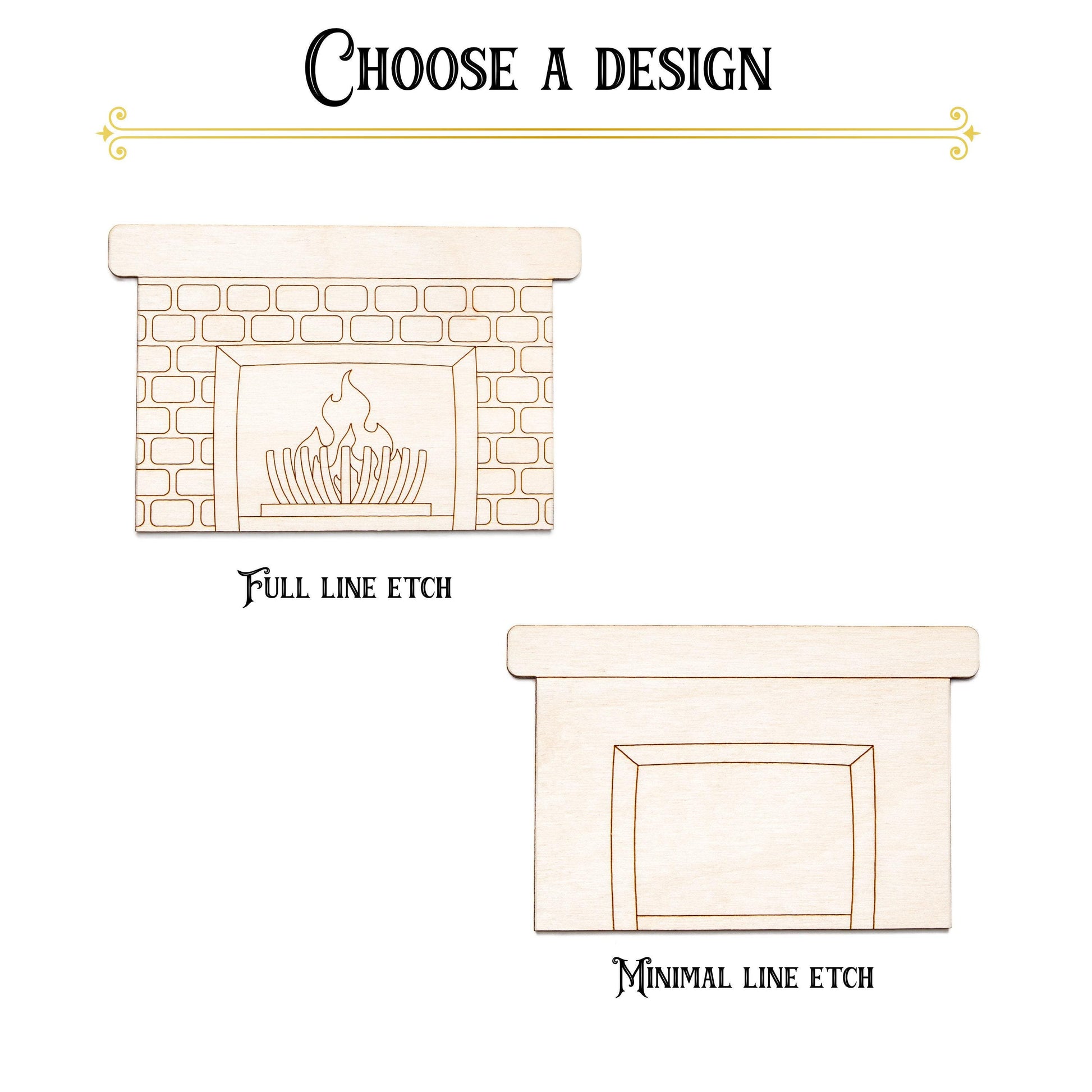 Fireplace Wood Cutout - Laser Cut Unfinished Craft Shape - Multiple Sizes