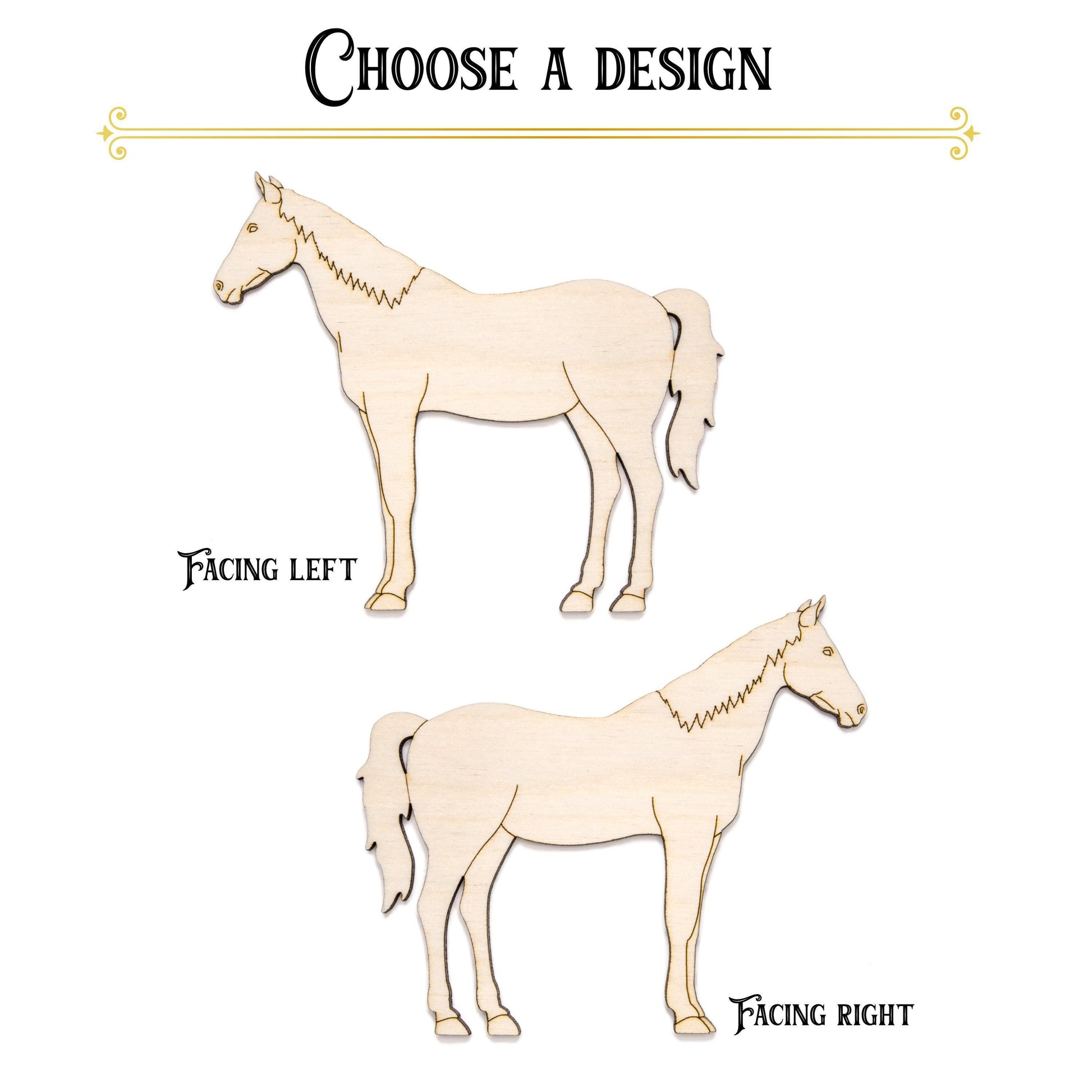 Standing Horse Detailed Wood Cutout - Laser Cut Unfinished Craft Shape - Multiple Sizes