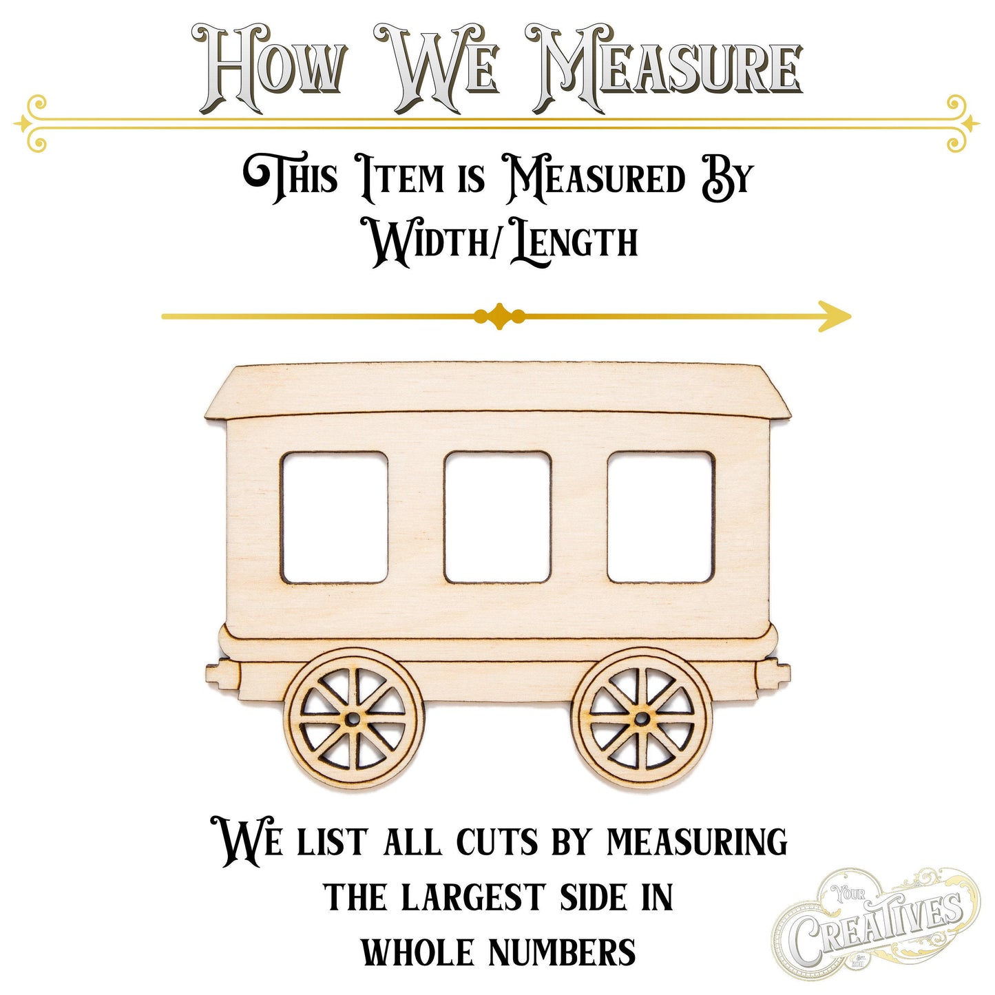 Train Car Detailed Wood Cutout - Laser Cut Unfinished Craft Shape - Multiple Sizes