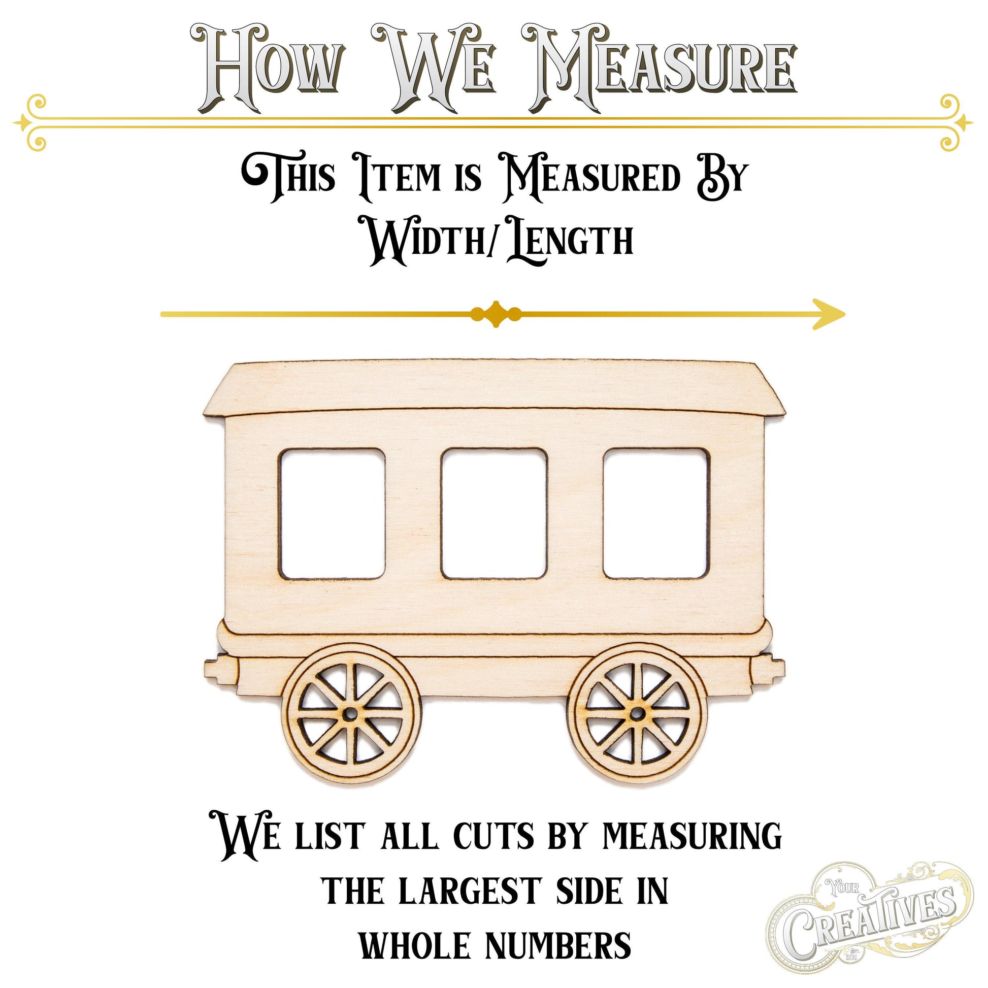 Train Car Detailed Wood Cutout - Laser Cut Unfinished Craft Shape - Multiple Sizes