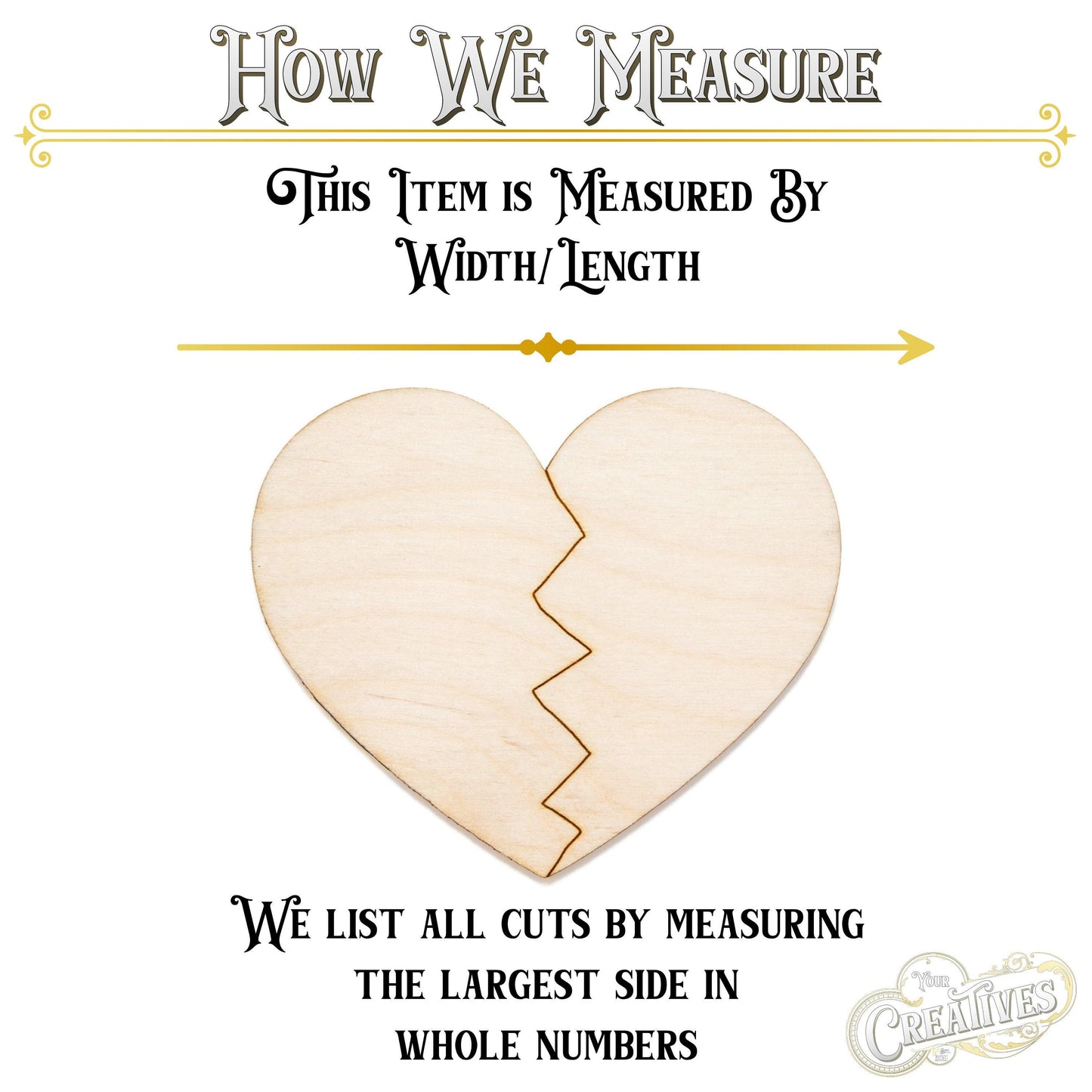 Broken Heart Wood Cutout - Laser Cut Unfinished Craft Shape - Multiple Sizes