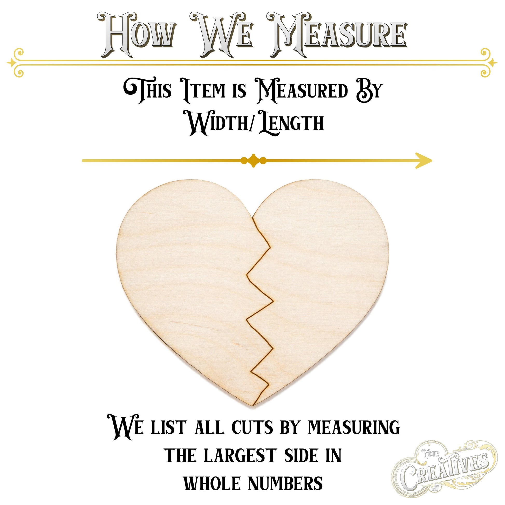 Broken Heart Wood Cutout - Laser Cut Unfinished Craft Shape - Multiple Sizes