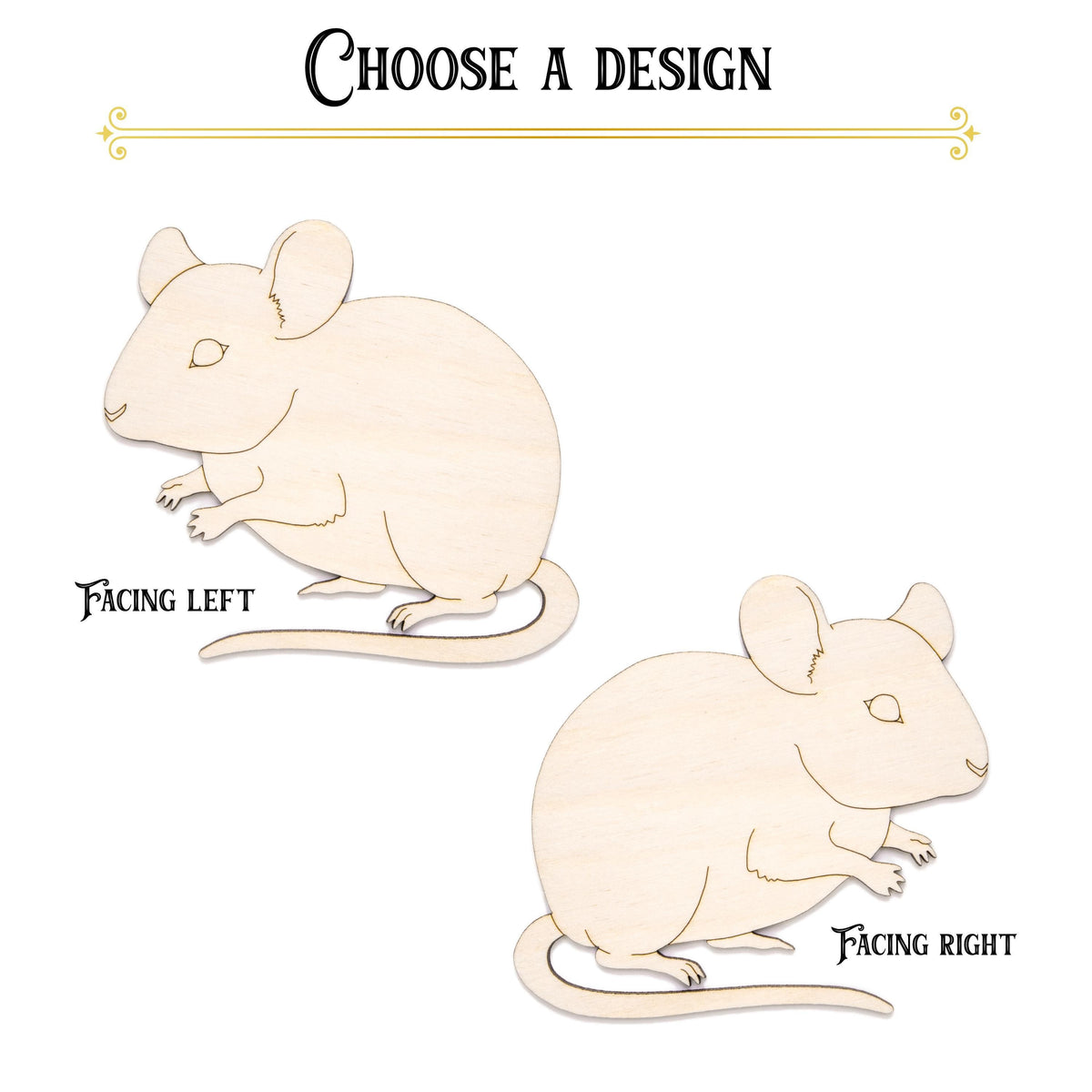 Mouse Detailed Wood Cutout - Laser Cut Unfinished Craft Shape - Multiple Sizes