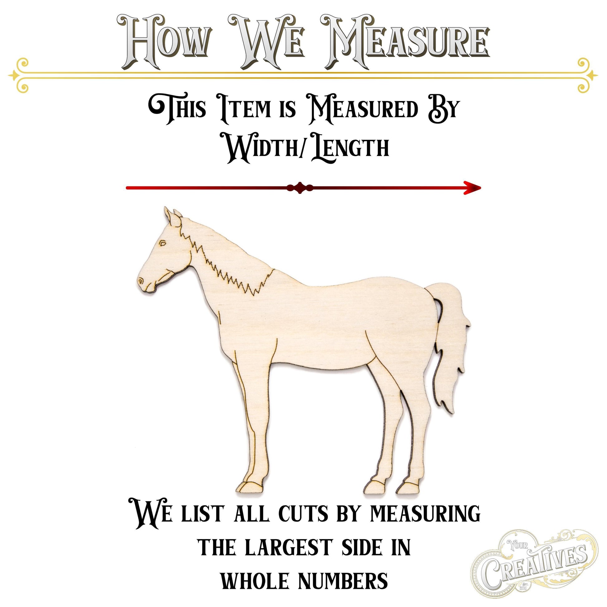 Standing Horse Detailed Wood Cutout - Laser Cut Unfinished Craft Shape - Multiple Sizes