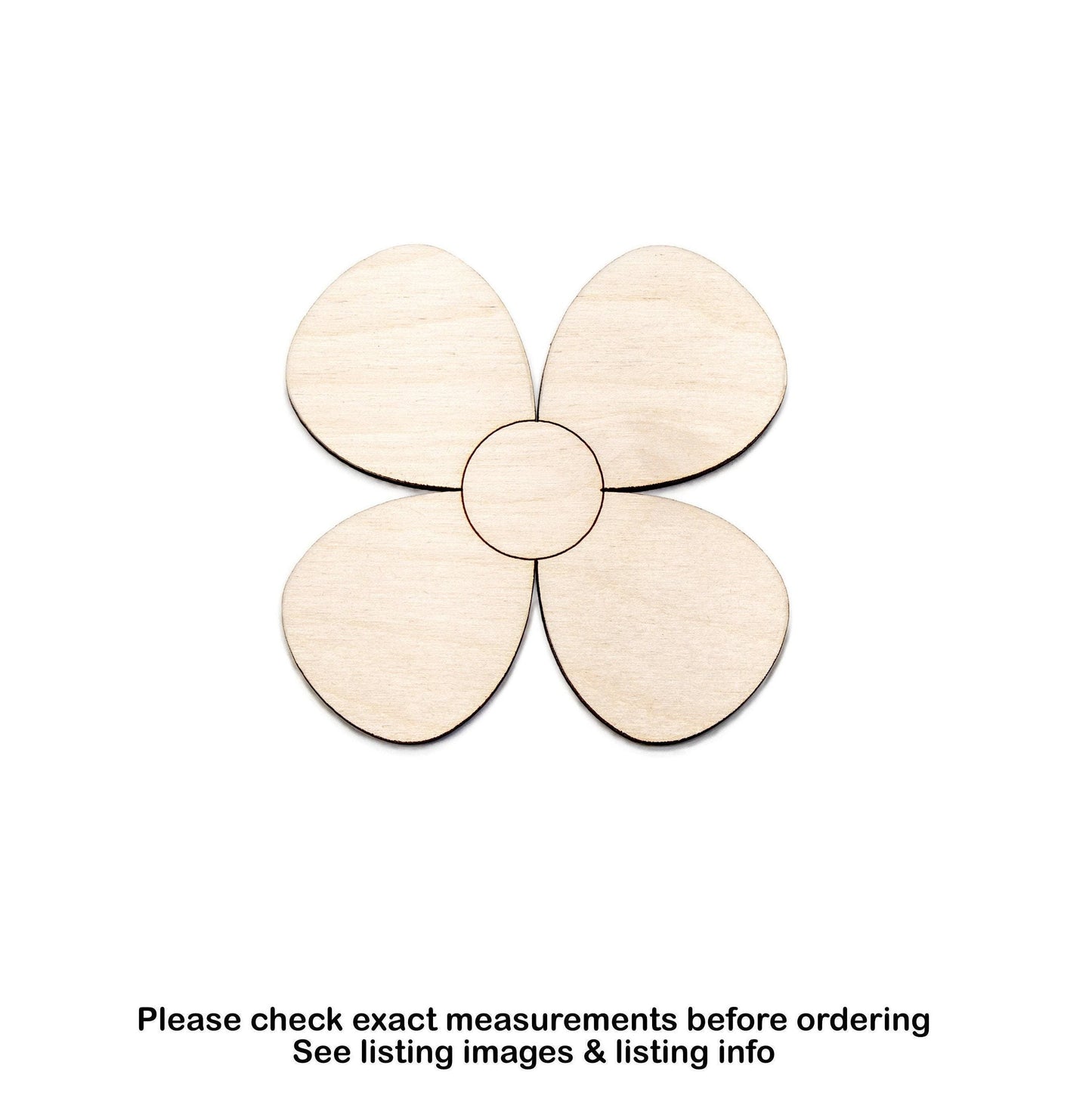Cute Flower Wood Cutout - Laser Cut Unfinished Craft Shape - Multiple Sizes
