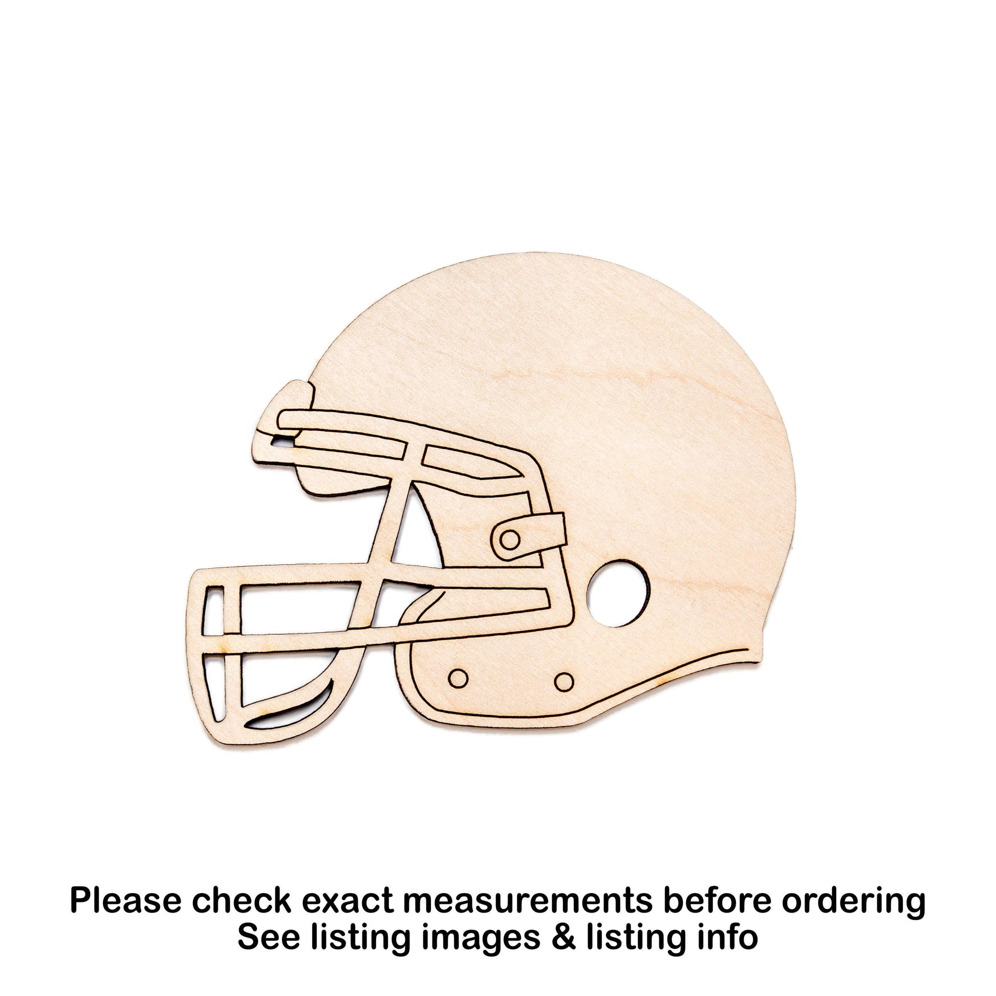 Football Helmet Detailed Wood Cutout - Laser Cut Unfinished Craft Shape - Multiple Sizes