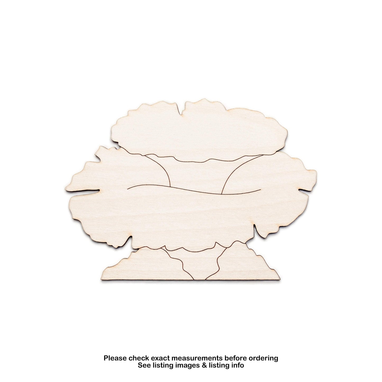 Cabbage Coral Detailed Wood Cutout - Laser Cut Unfinished Craft Shape - Multiple Sizes