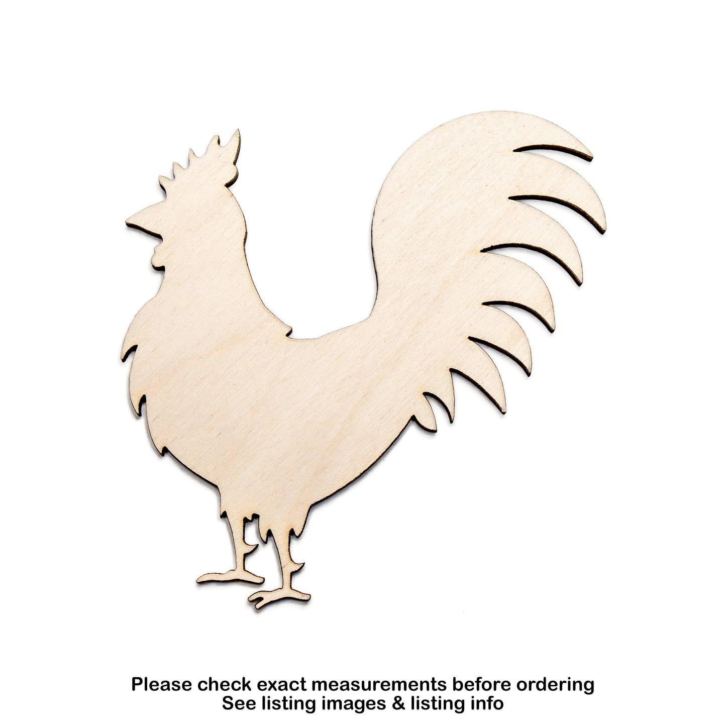 Rooster Blank Wood Cutout - Laser Cut Unfinished Craft Shape - Multiple Sizes