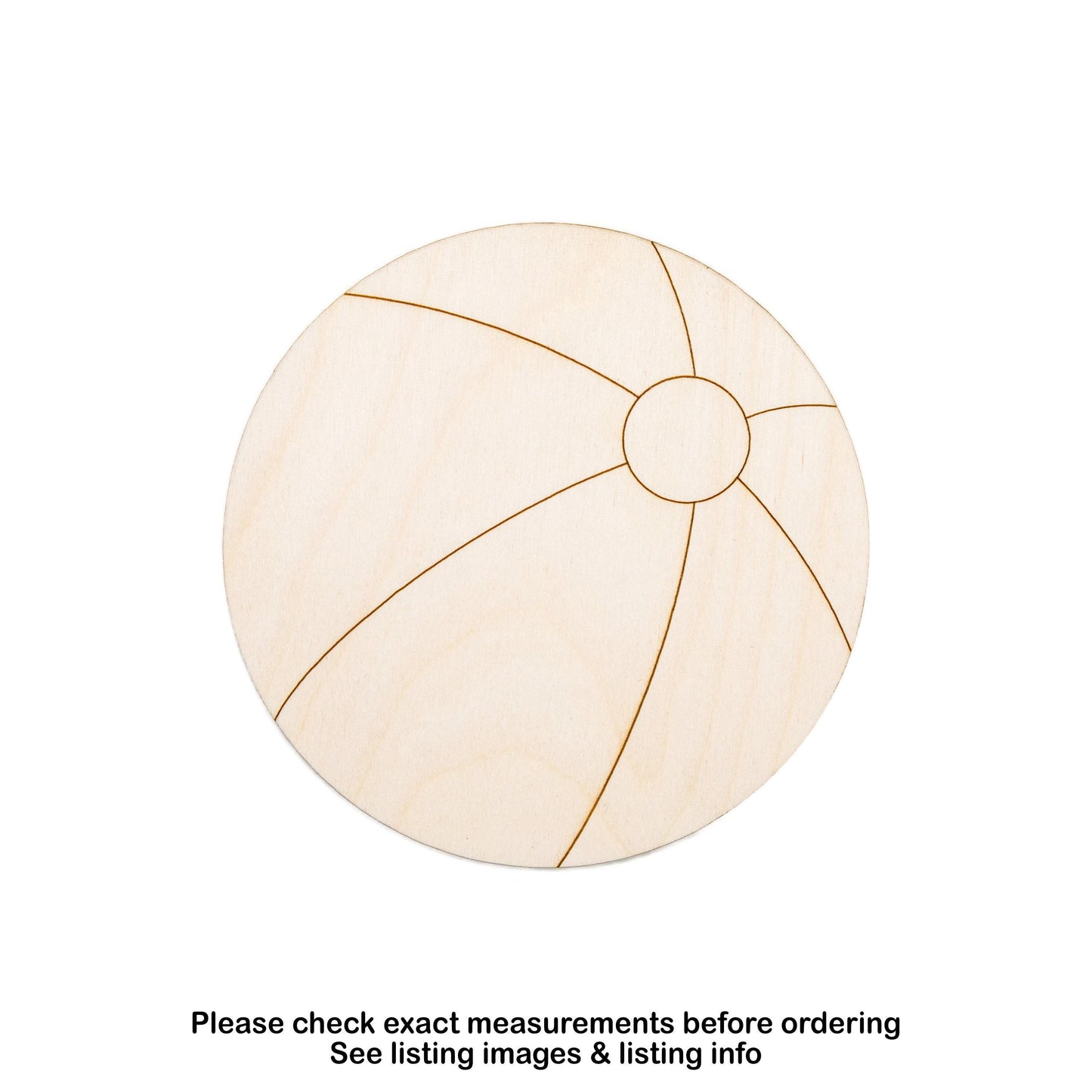 Beach Ball Detailed Wood Cutout - Laser Cut Unfinished Craft Shape - Multiple Sizes