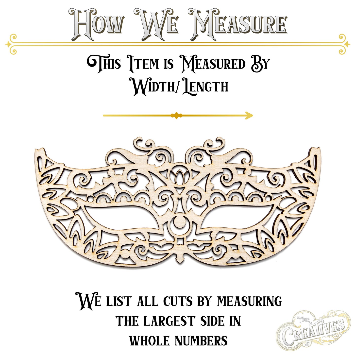 Masquerade Eye Mask Lace Style Wood Cutout - Laser Cut Unfinished Craft Shape - Multiple Sizes