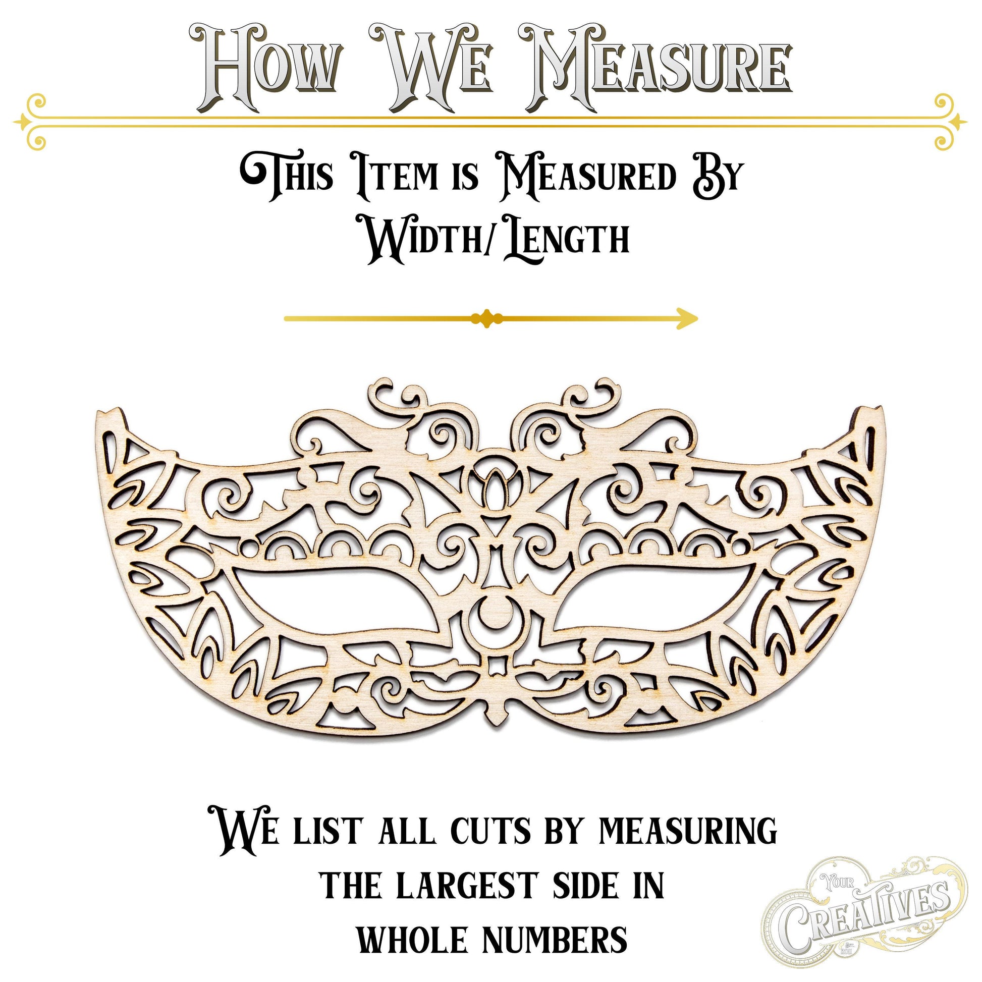 Masquerade Eye Mask Lace Style Wood Cutout - Laser Cut Unfinished Craft Shape - Multiple Sizes