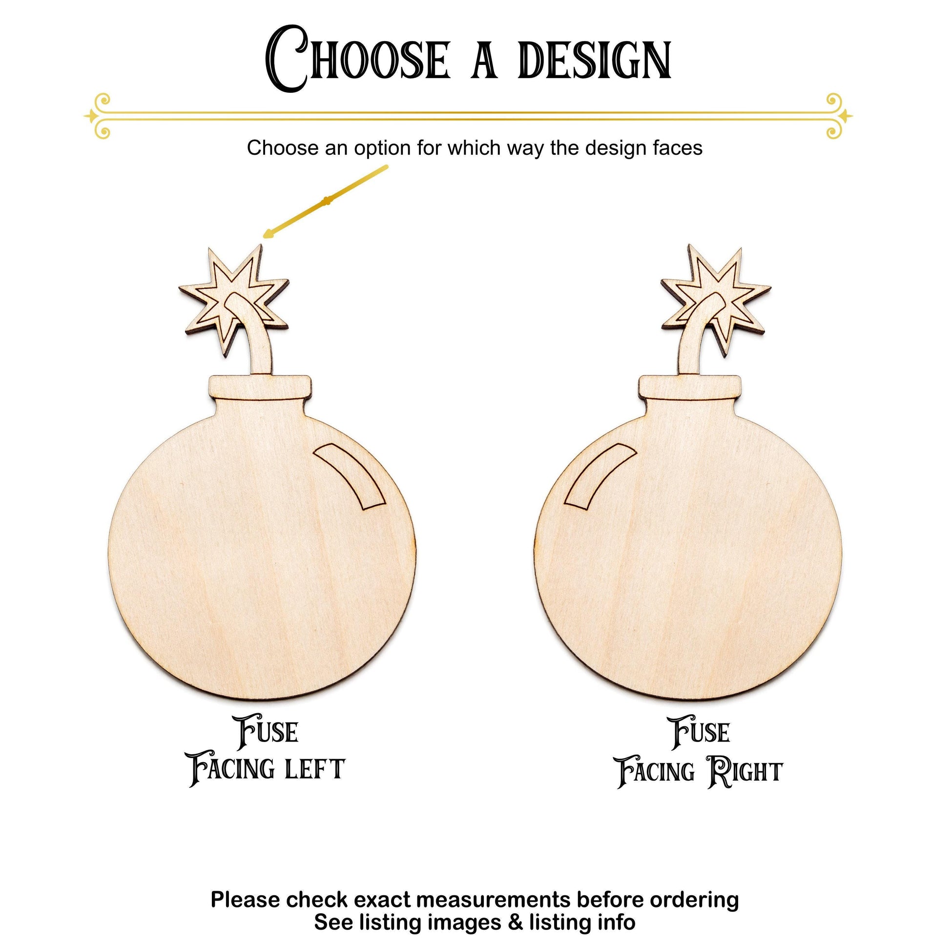 Cartoon Bomb Wood Cutout - Laser Cut Unfinished Craft Shape - Multiple Sizes