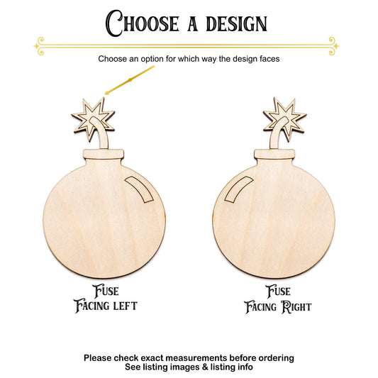 Cartoon Bomb Wood Cutout - Laser Cut Unfinished Craft Shape - Multiple Sizes