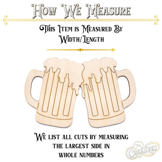 Foamy Beer Mugs Toast Wood Cutout - Laser Cut Unfinished Craft Shape - Multiple Sizes