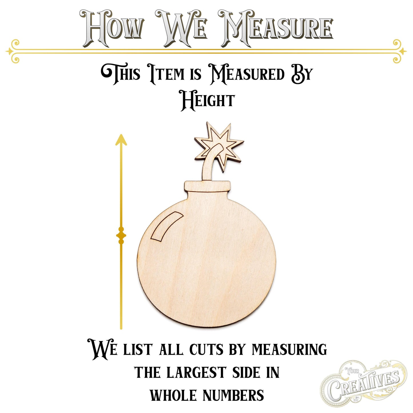 Cartoon Bomb Wood Cutout - Laser Cut Unfinished Craft Shape - Multiple Sizes