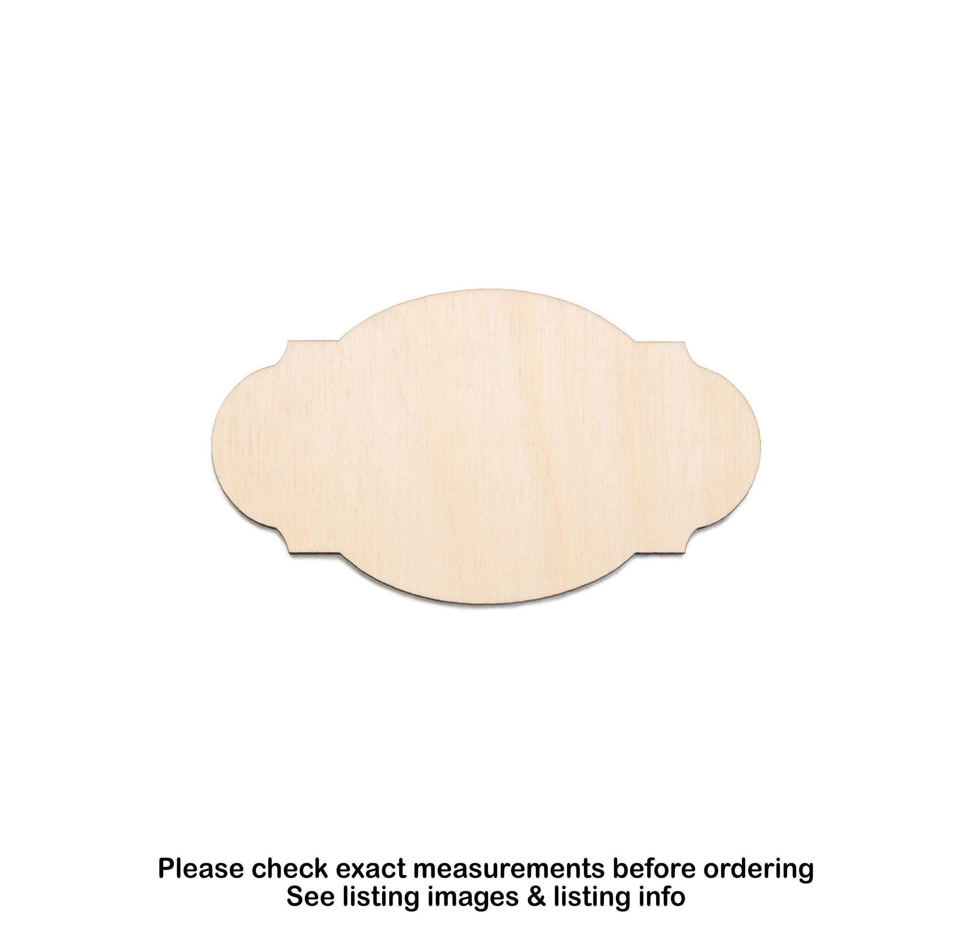 Oval Retro Plaque Wood Cutout - Laser Cut Unfinished Craft Shape - Multiple Sizes