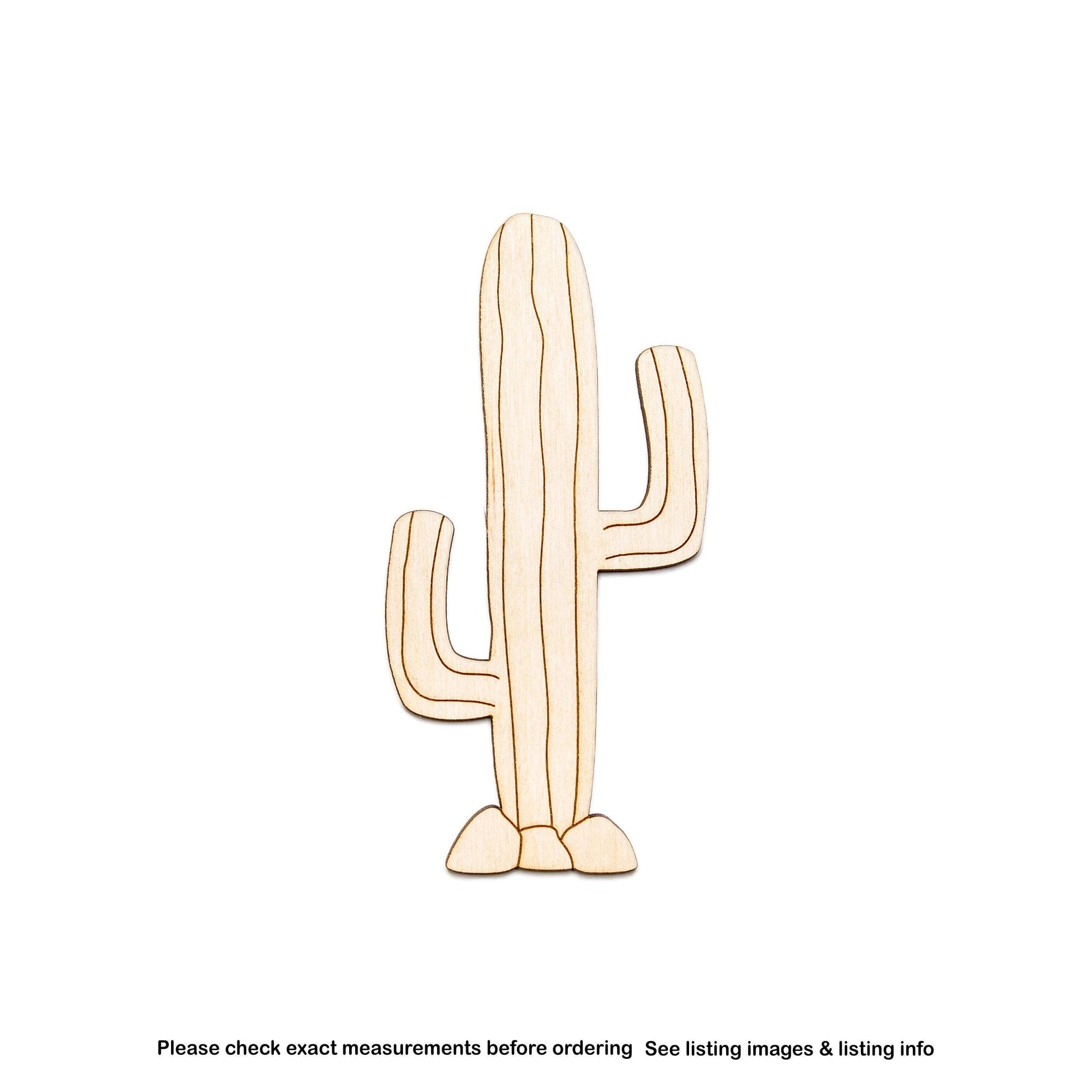 Saguaro Cactus Detailed Wood Cutout - Laser Cut Unfinished Craft Shape - Multiple Sizes