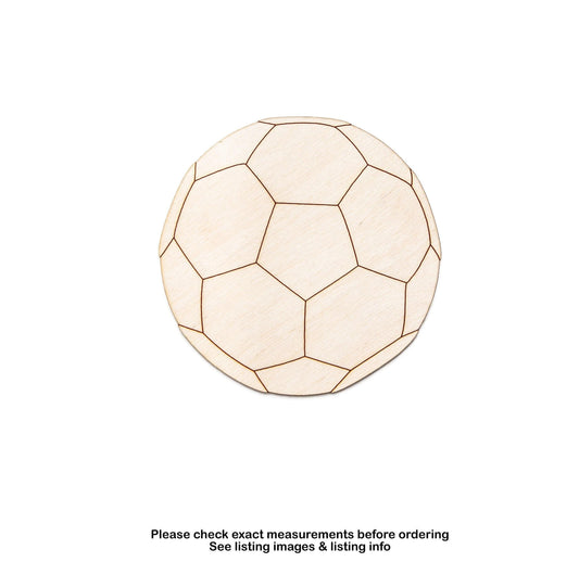 Soccer Ball Detailed Wood Cutout - Laser Cut Unfinished Craft Shape - Multiple Sizes