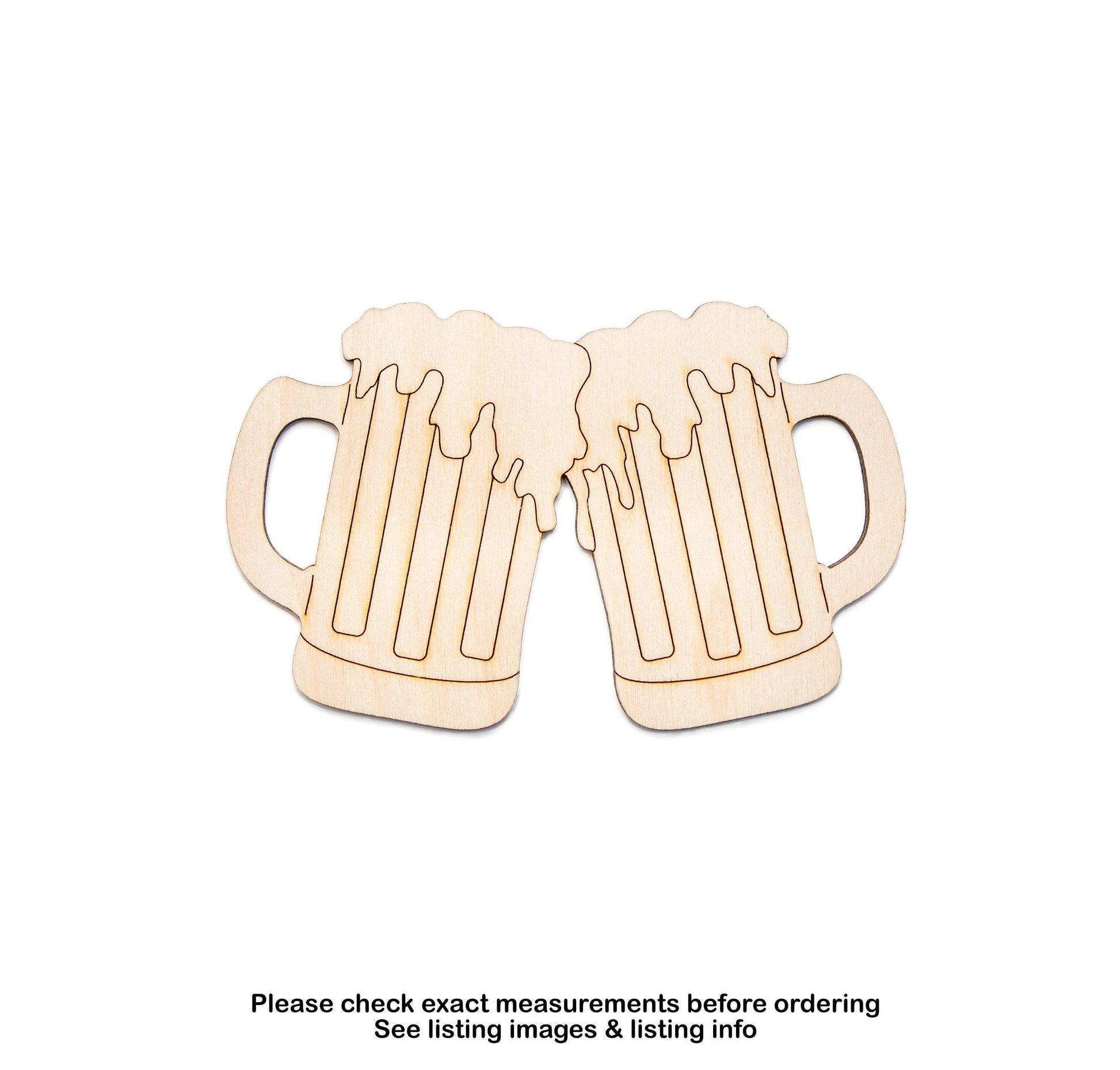 Foamy Beer Mugs Toast Wood Cutout - Laser Cut Unfinished Craft Shape - Multiple Sizes