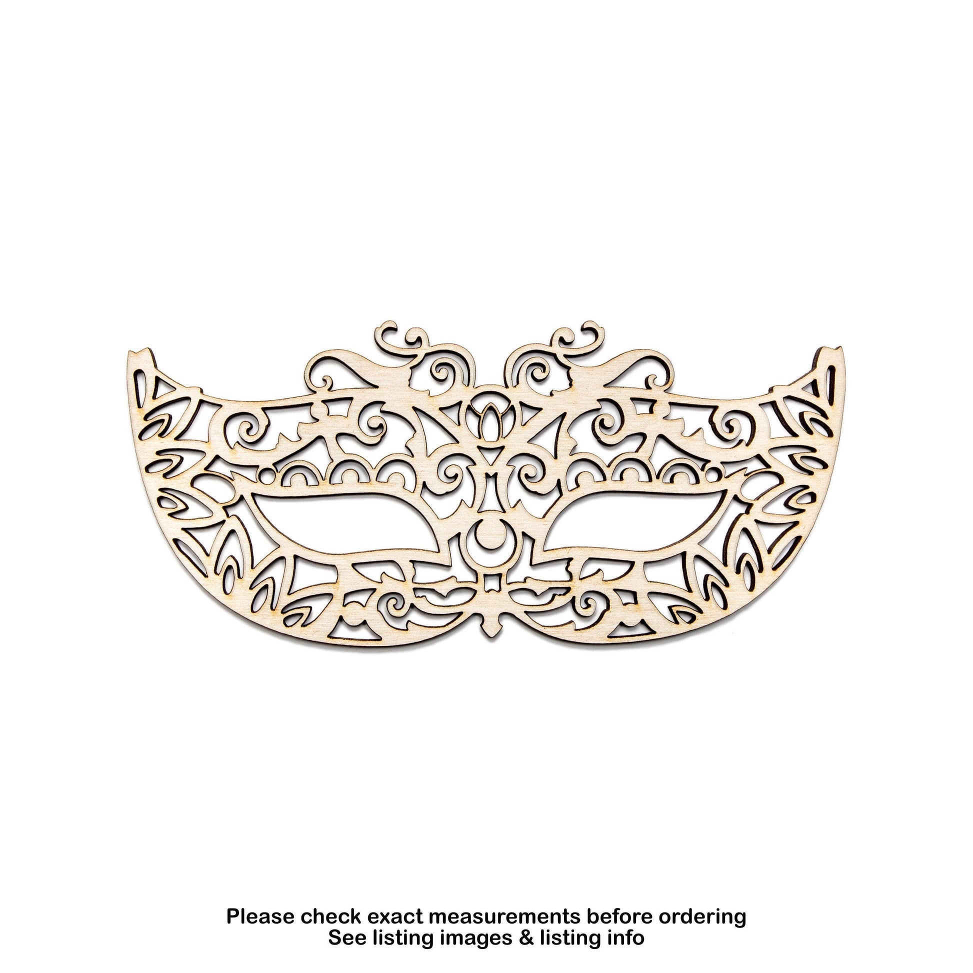 Masquerade Eye Mask Lace Style Wood Cutout - Laser Cut Unfinished Craft Shape - Multiple Sizes