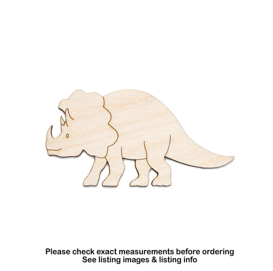 Triceratops Dinosaur Wood Cutout - Laser Cut Unfinished Craft Shape - Multiple Sizes
