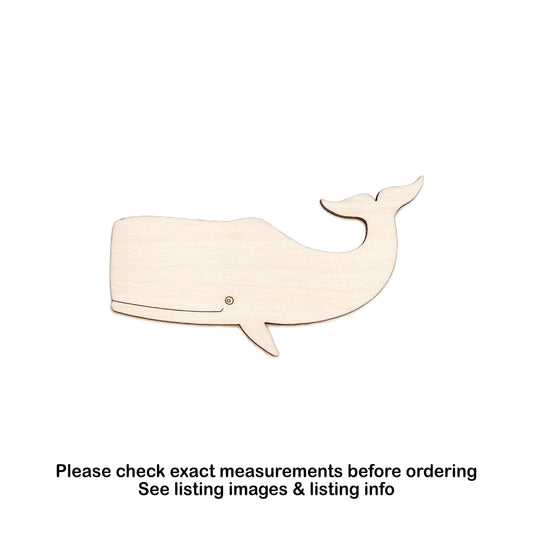 Sperm Whale Detailed Wood Cutout - Laser Cut Unfinished Craft Shape - Multiple Sizes