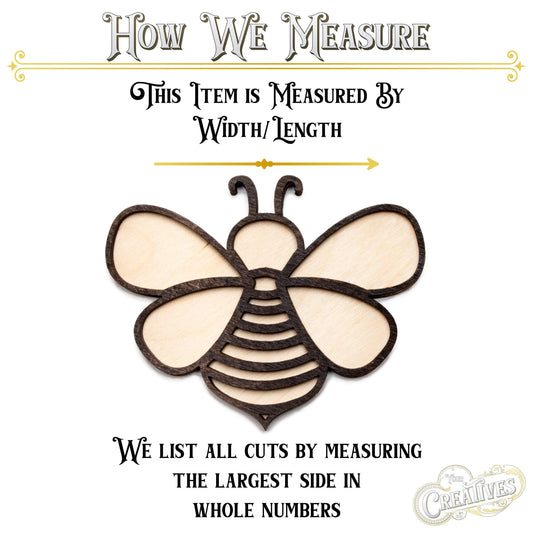 Cute Bee Stained Wood Cutout - Laser Cut Craft Shape - Multiple Sizes
