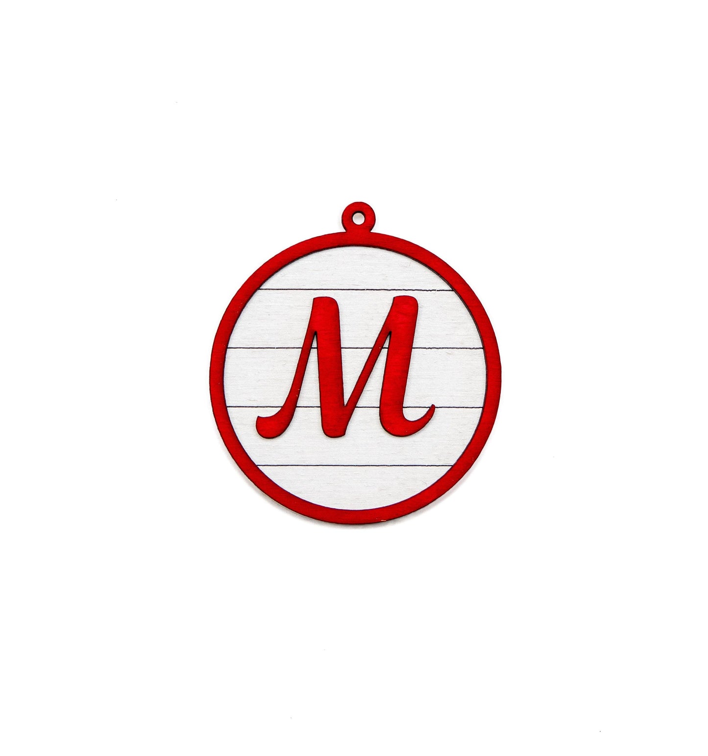Monogram Painted Layered Wood Ornament - Laser Cut Personalized Holiday Craft Shape