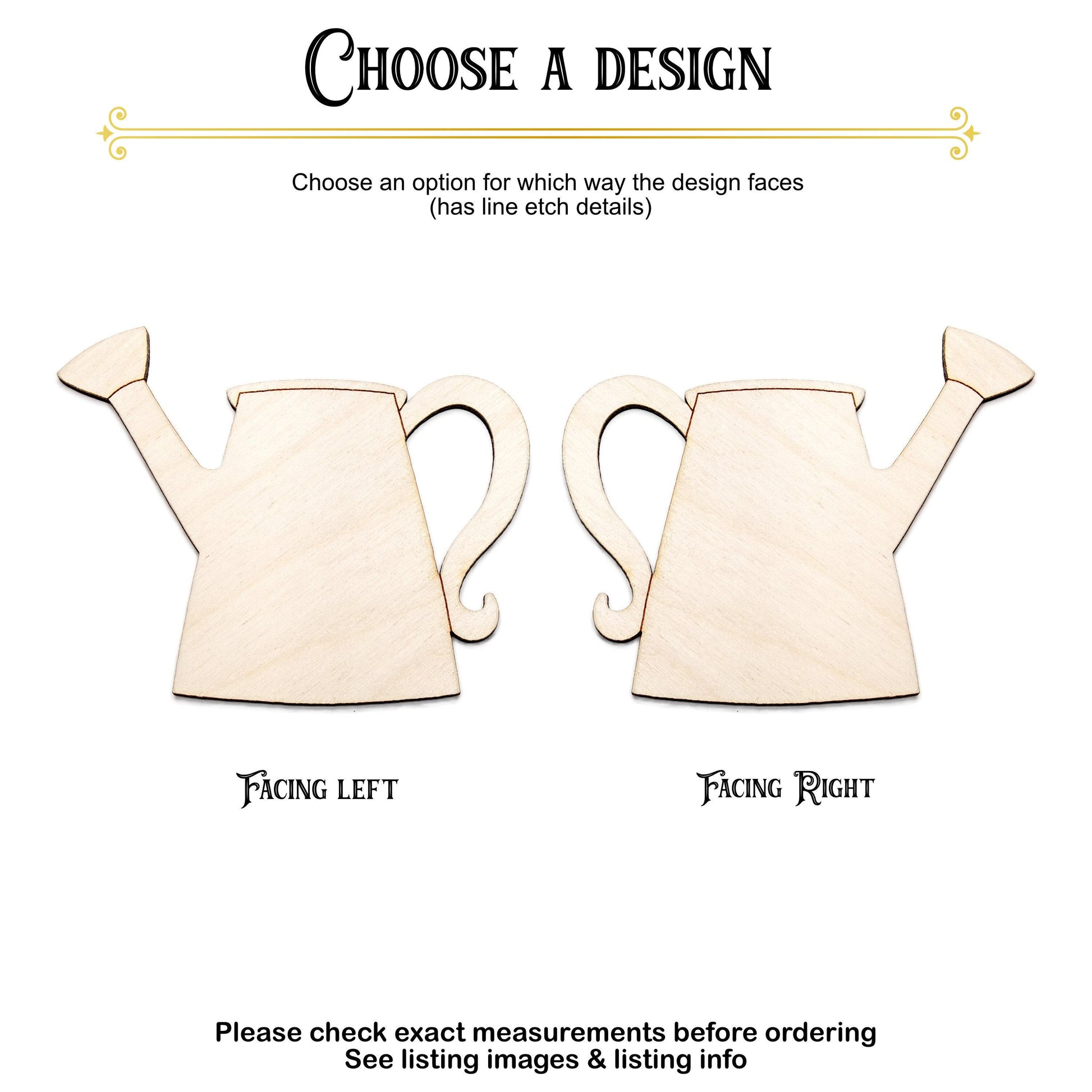 Watering Can Wood Cutout - Laser Cut Unfinished Craft Shape - Multiple Sizes