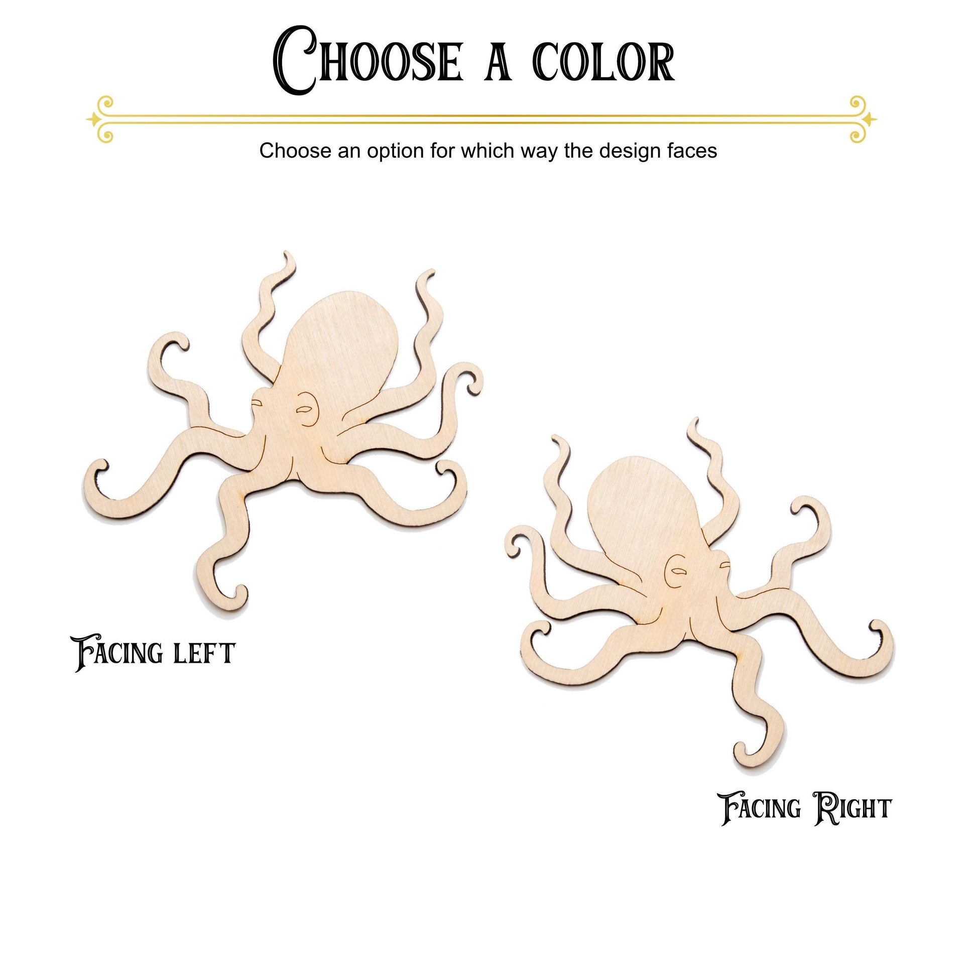 Octopus Wood Cutout - Laser Cut Unfinished Craft Shape - Multiple Sizes