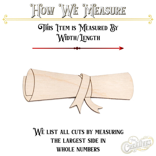 Graduation Scroll Detailed Wood Cutout - Laser Cut Unfinished Craft Shape - Multiple Sizes