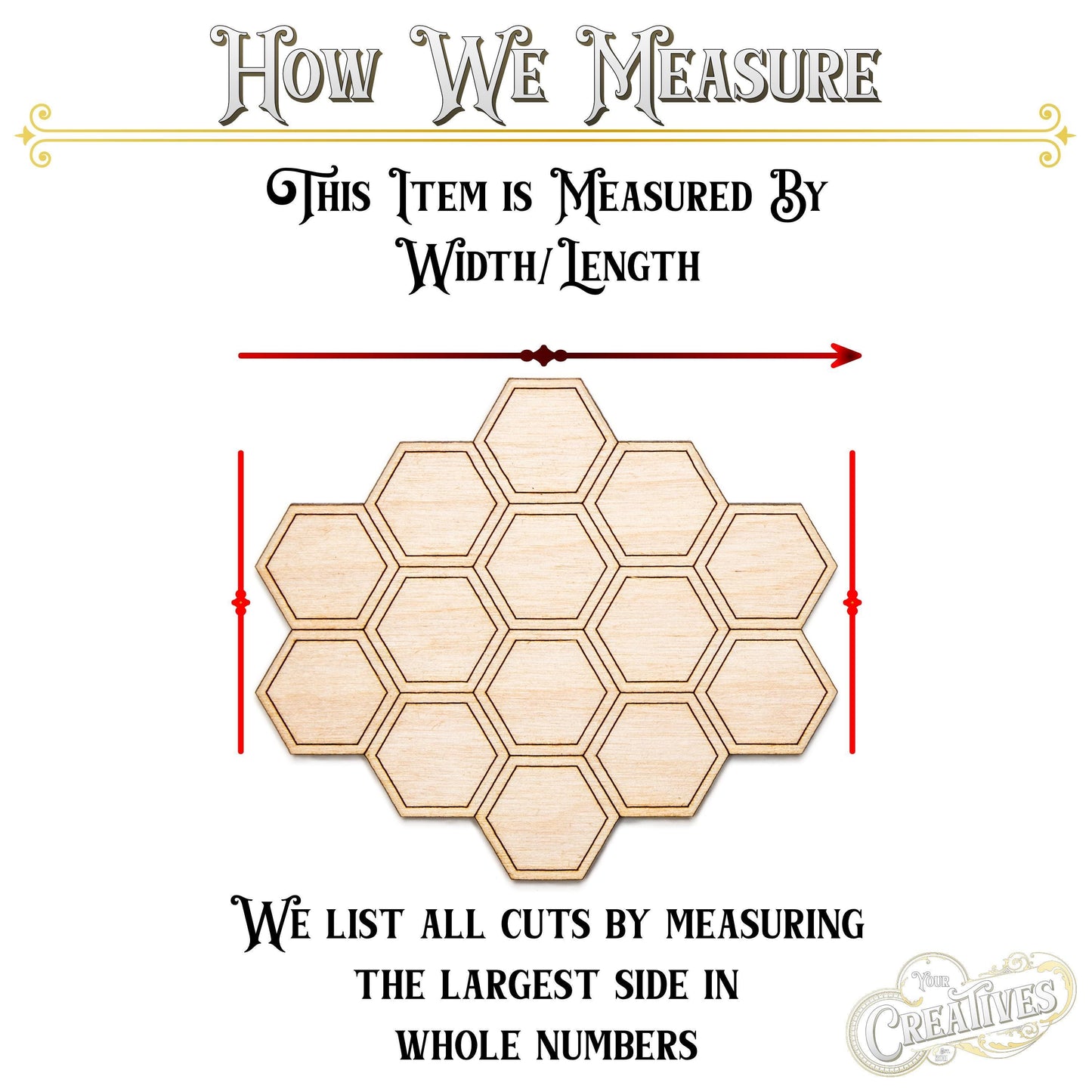 Honeycomb Solid Line Etch Wood Cutout - Laser Cut Unfinished Craft Shape - Multiple Sizes