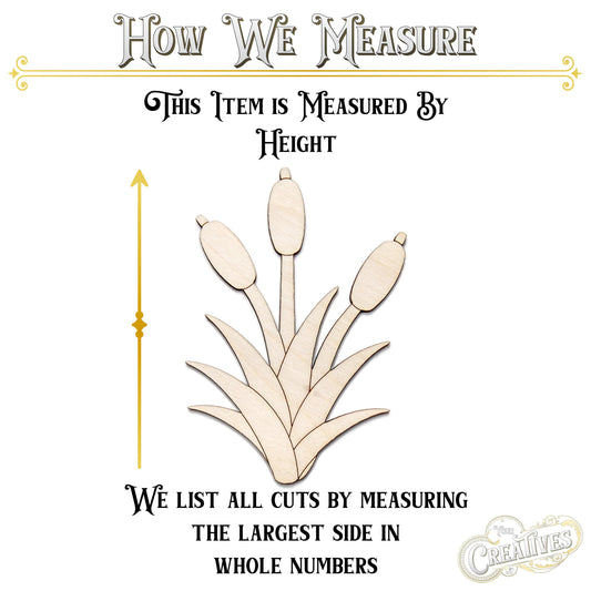 Cattail Plant Detailed Wood Cutout - Laser Cut Unfinished Craft Shape - Multiple Sizes