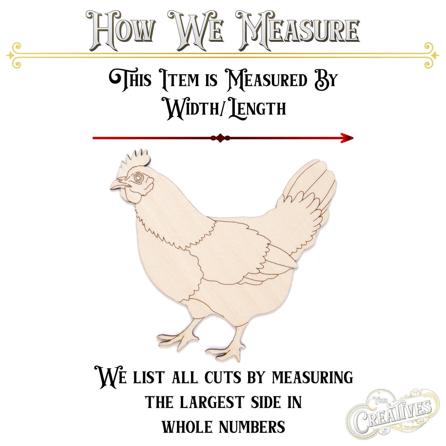 Hen Wood Cutout - Laser Cut Unfinished Craft Shape - Multiple Sizes