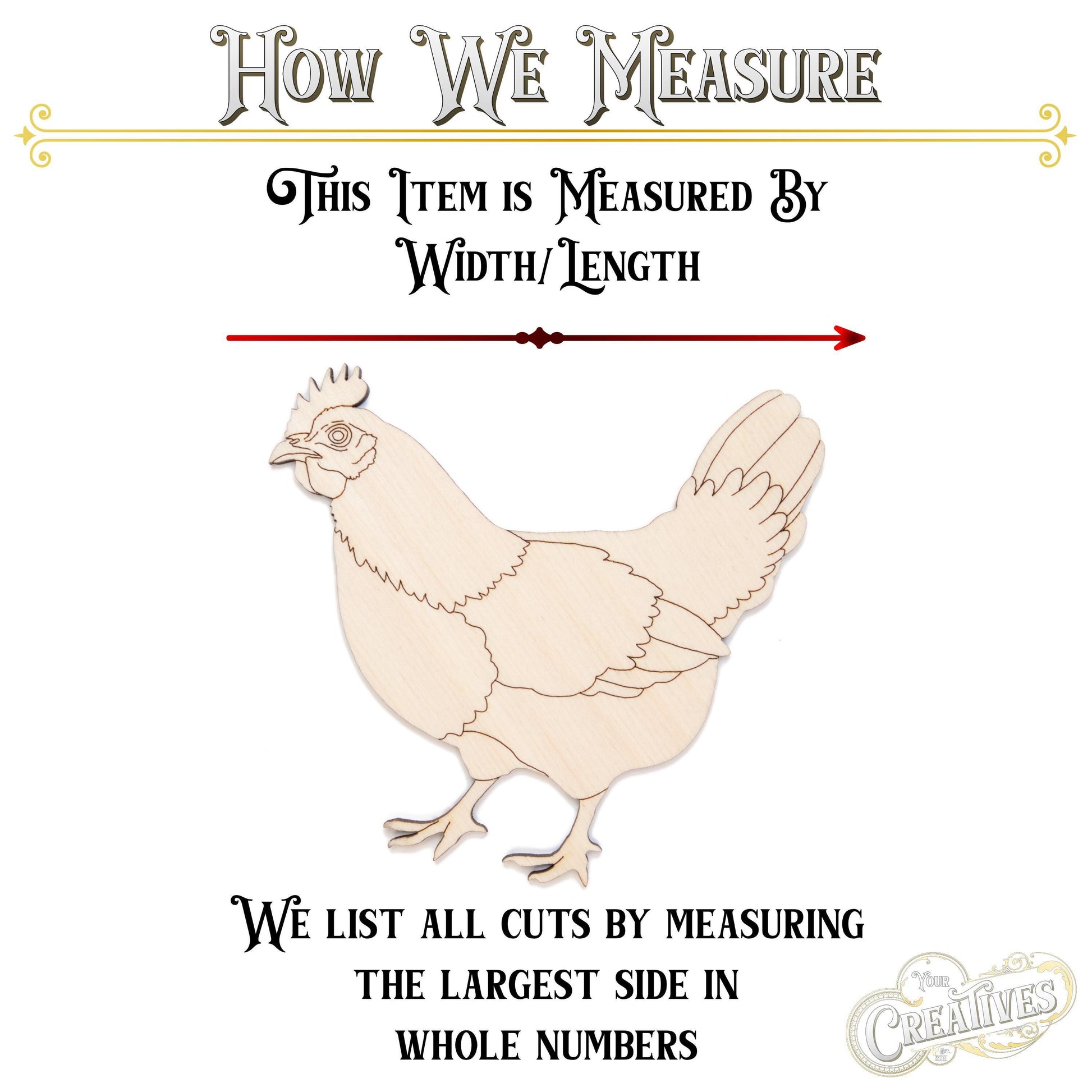 Hen Wood Cutout - Laser Cut Unfinished Craft Shape - Multiple Sizes