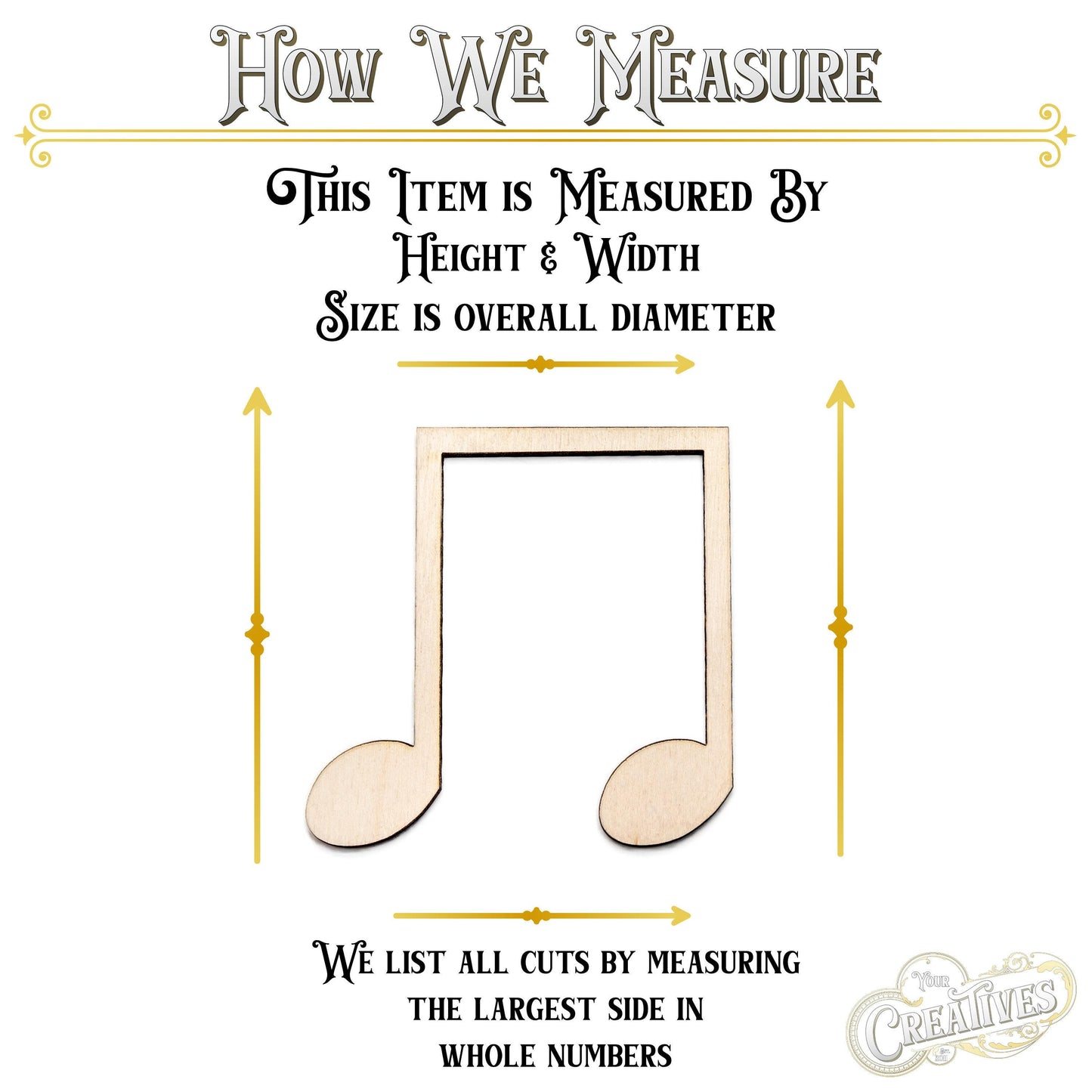 Music Notes Wood Cutout - Laser Cut Unfinished Craft Shape - Multiple Sizes
