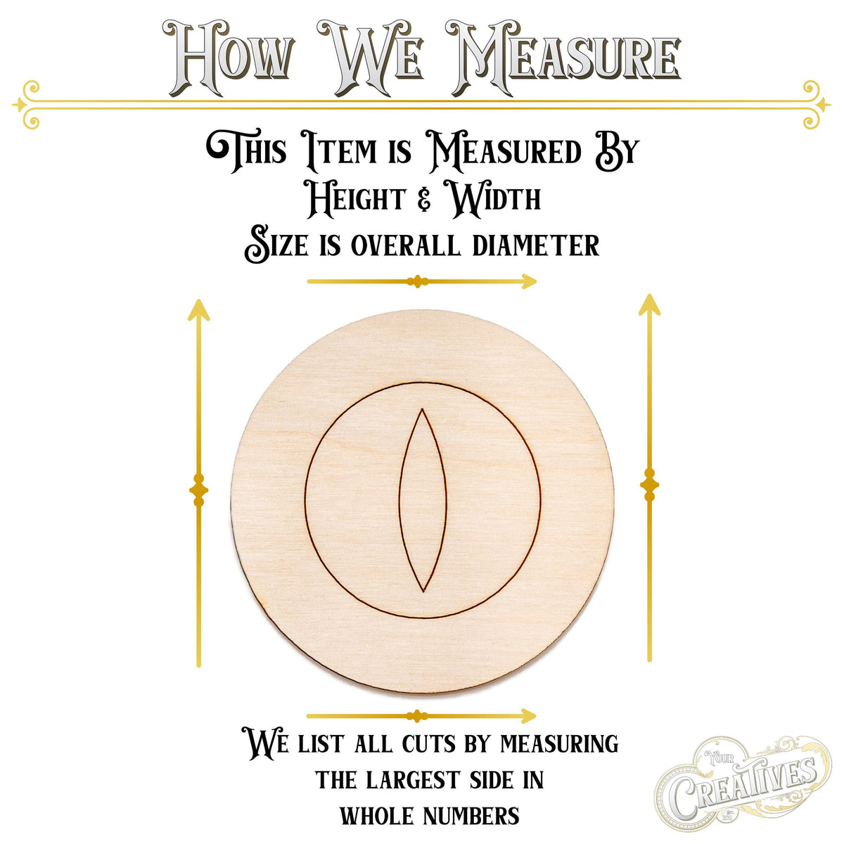 Round Creature Eyes Detailed Wood Cutout - Laser Cut Unfinished Craft Shape - Multiple Sizes
