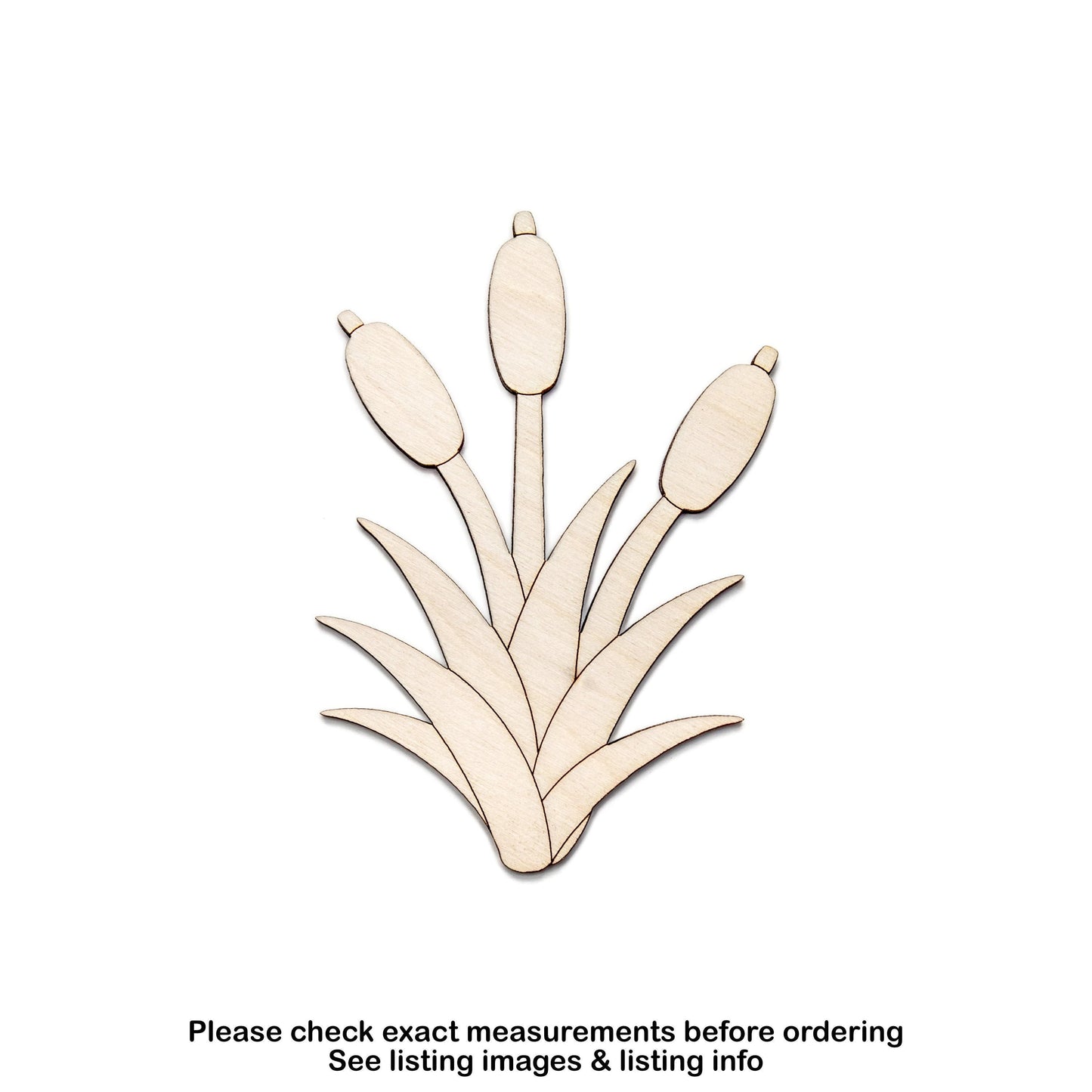 Cattail Plant Detailed Wood Cutout - Laser Cut Unfinished Craft Shape - Multiple Sizes