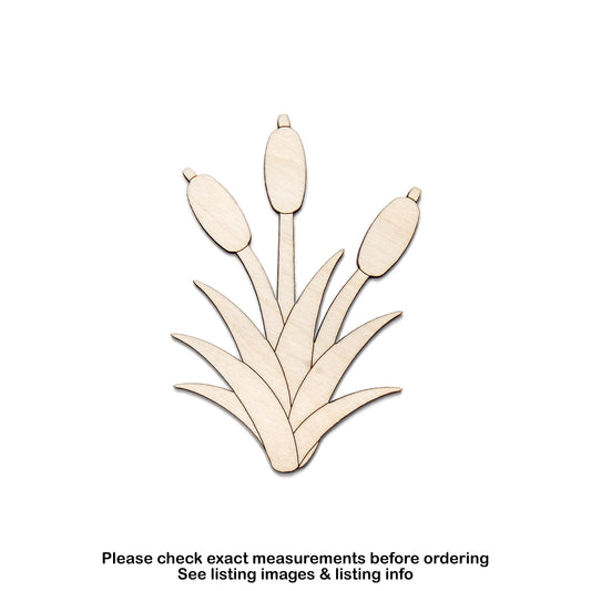 Cattail Plant Detailed Wood Cutout - Laser Cut Unfinished Craft Shape - Multiple Sizes