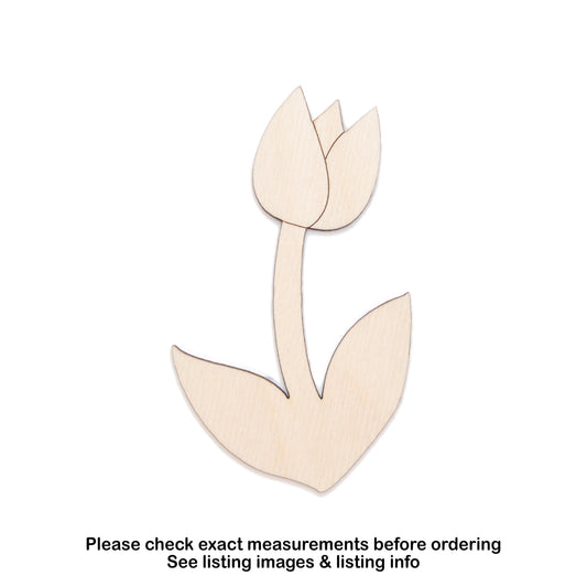 Tulip Flower Wood Cutout - Laser Cut Unfinished Craft Shape - Multiple Sizes