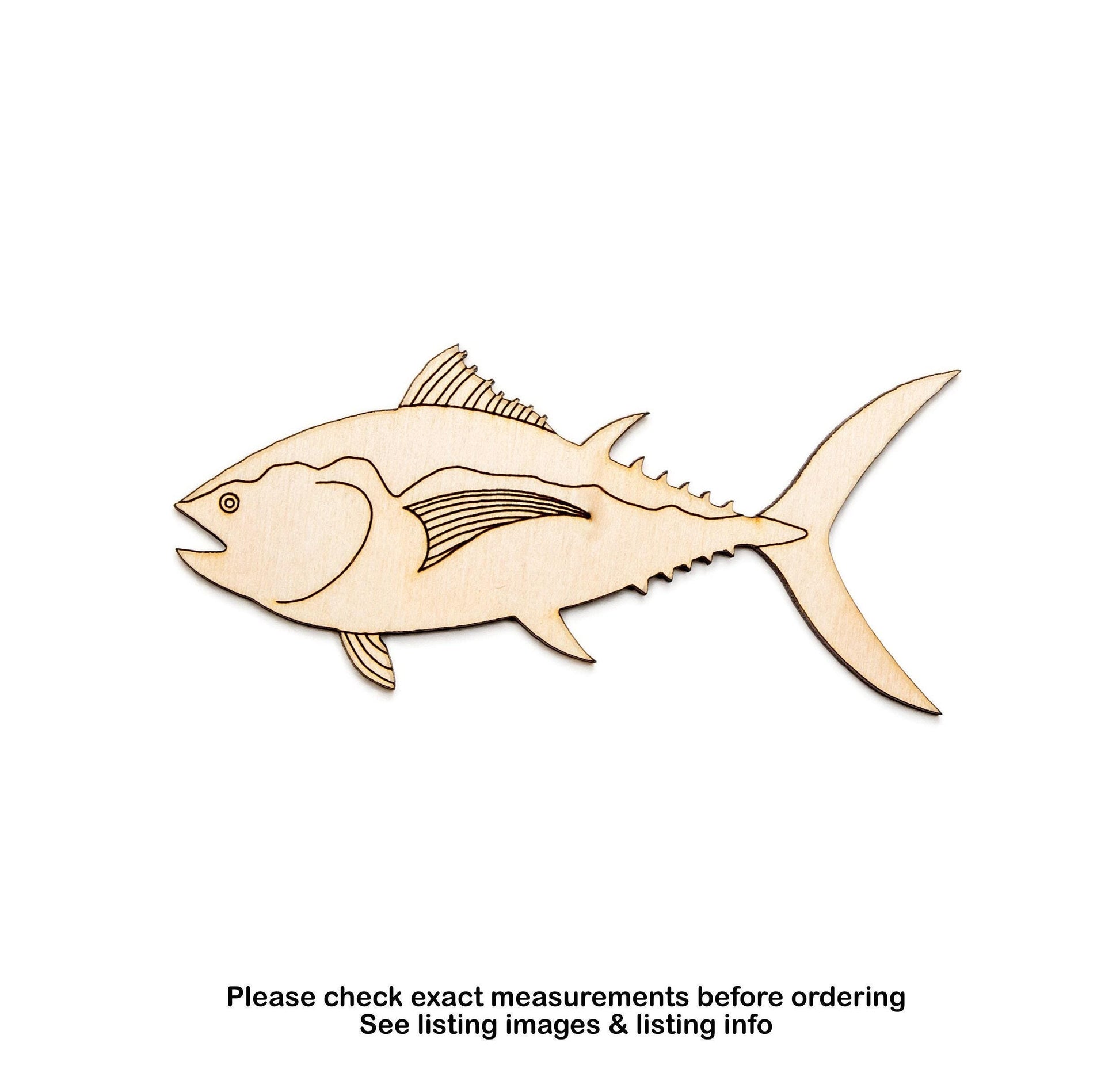 Tuna Fish Wood Cutout - Laser Cut Unfinished Craft Shape - Multiple Sizes