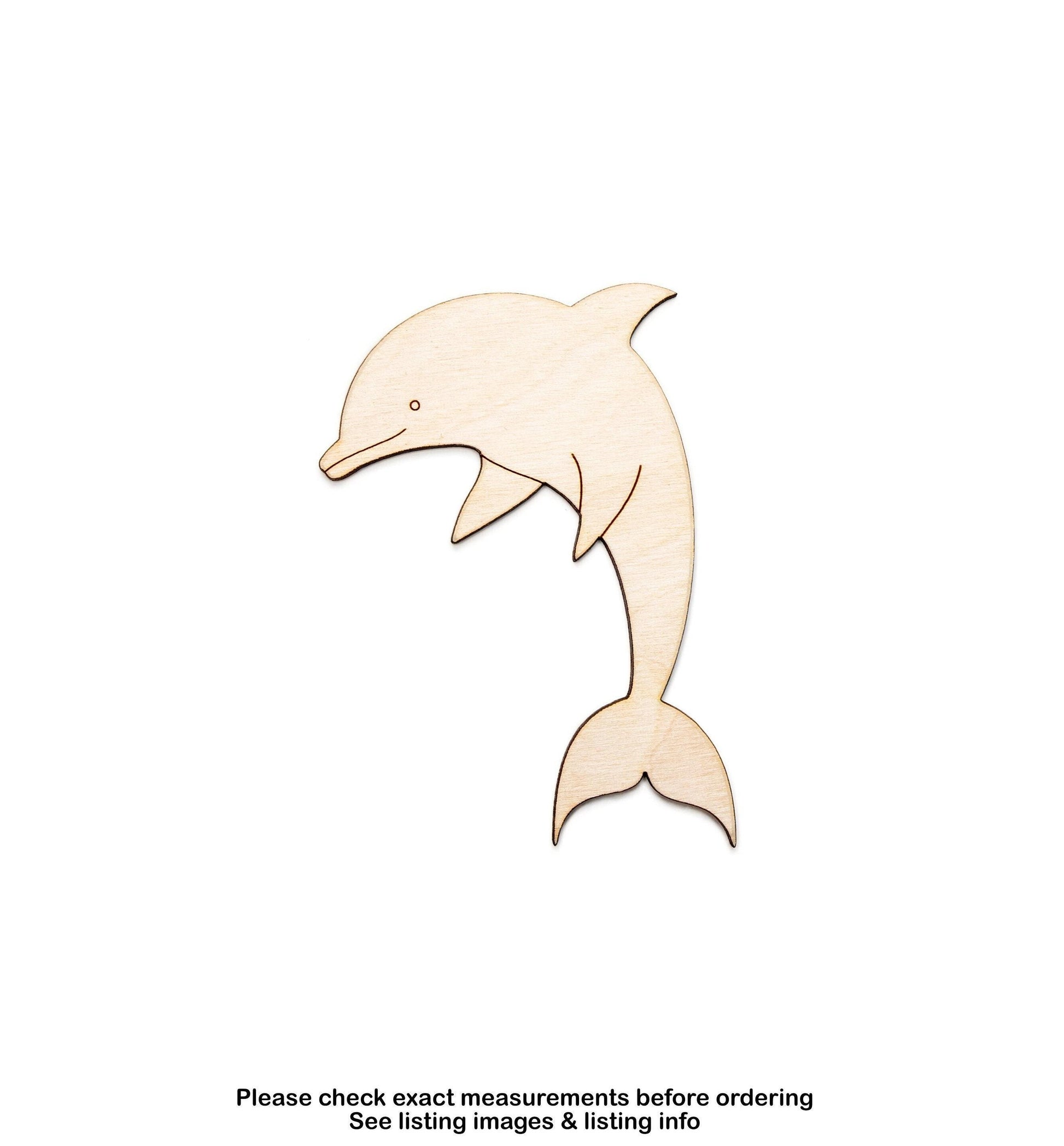 Dolphin Wood Cutout - Laser Cut Unfinished Craft Shape - Multiple Sizes