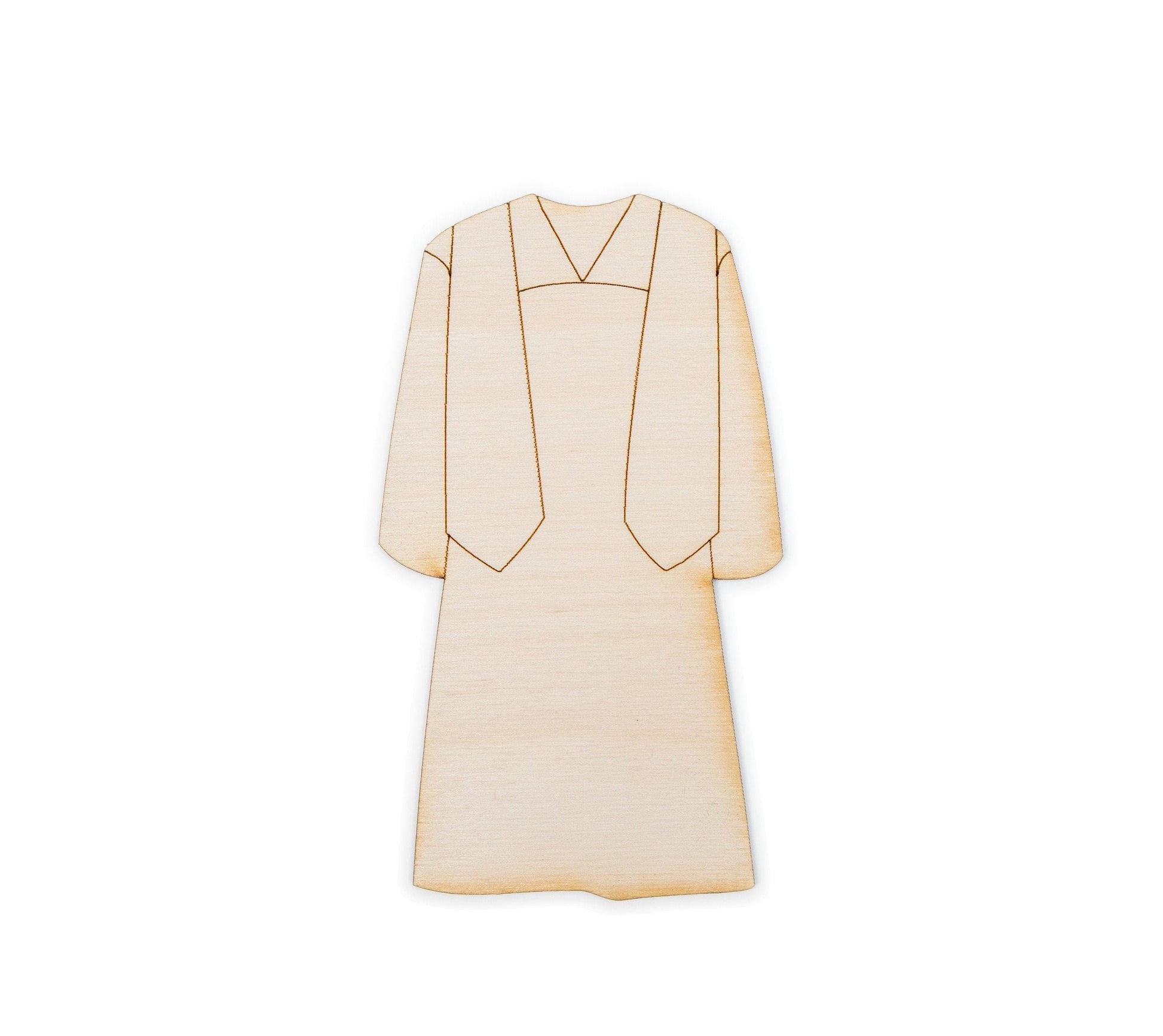 Graduation Gown Wood Cutout - Laser Cut Unfinished Craft Shape - Multiple Sizes