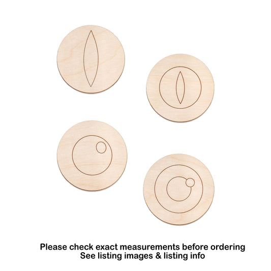 Round Creature Eyes Detailed Wood Cutout - Laser Cut Unfinished Craft Shape - Multiple Sizes