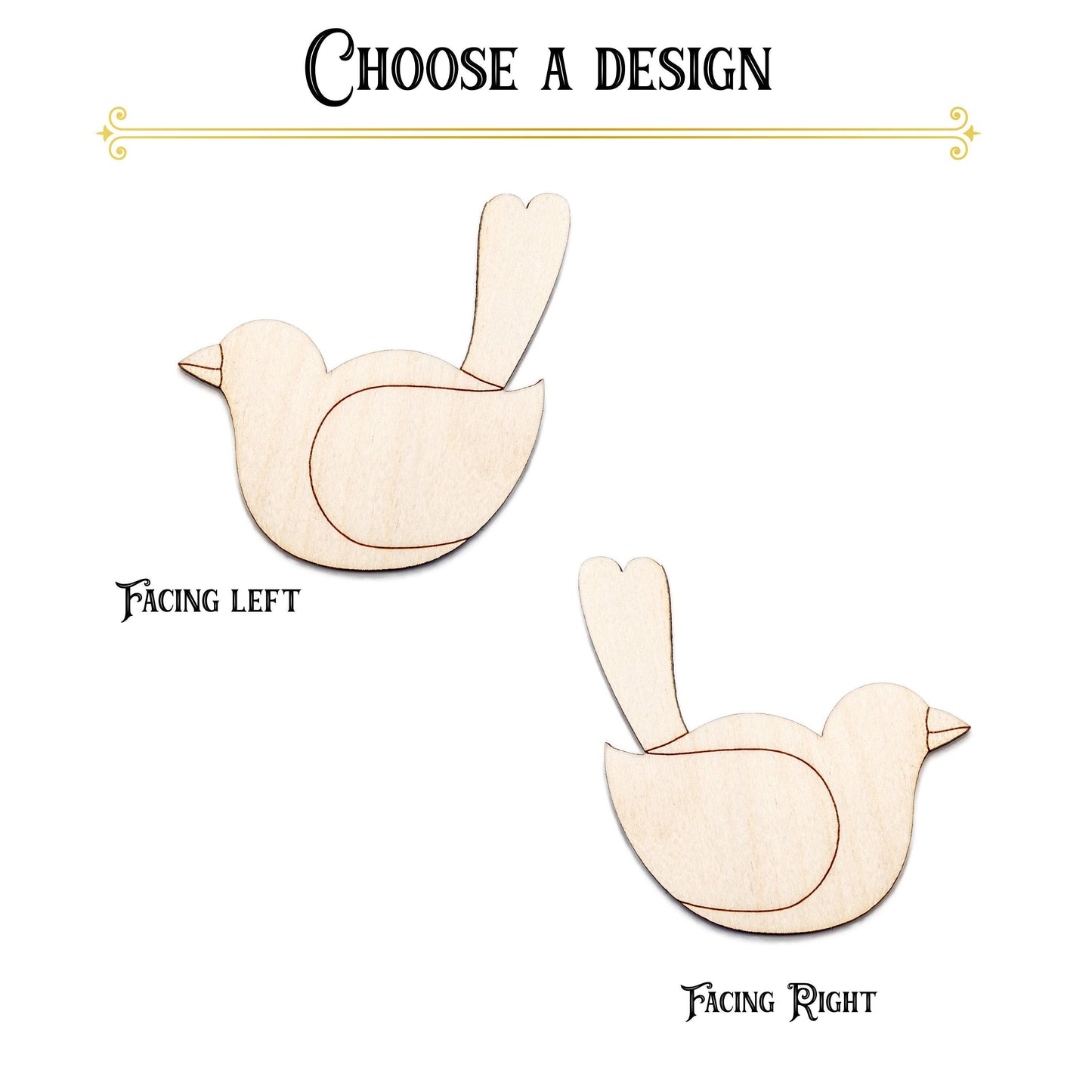 Birdie Wood Cutout - Laser Cut Unfinished Craft Shape - Multiple Sizes