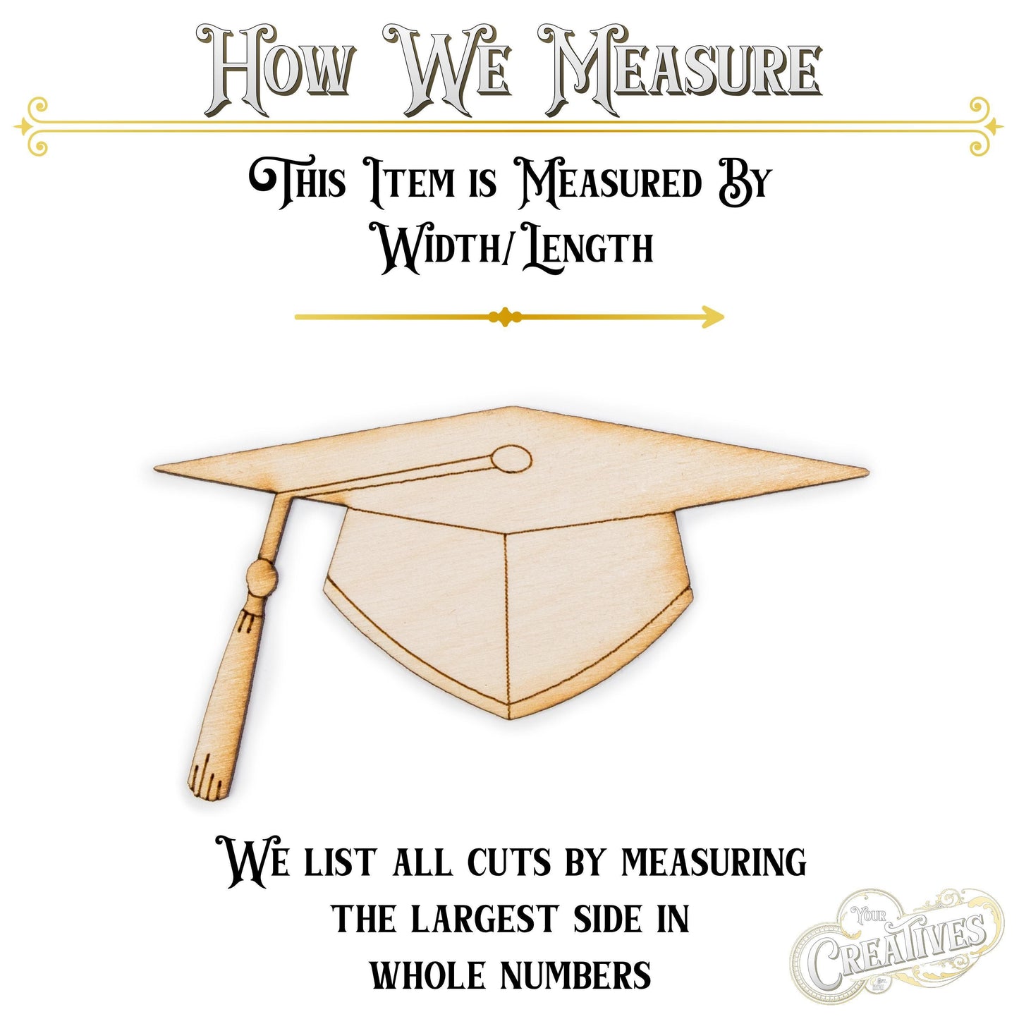 Graduation Cap Wood Cutout - Laser Cut Unfinished Craft Shape - Multiple Sizes